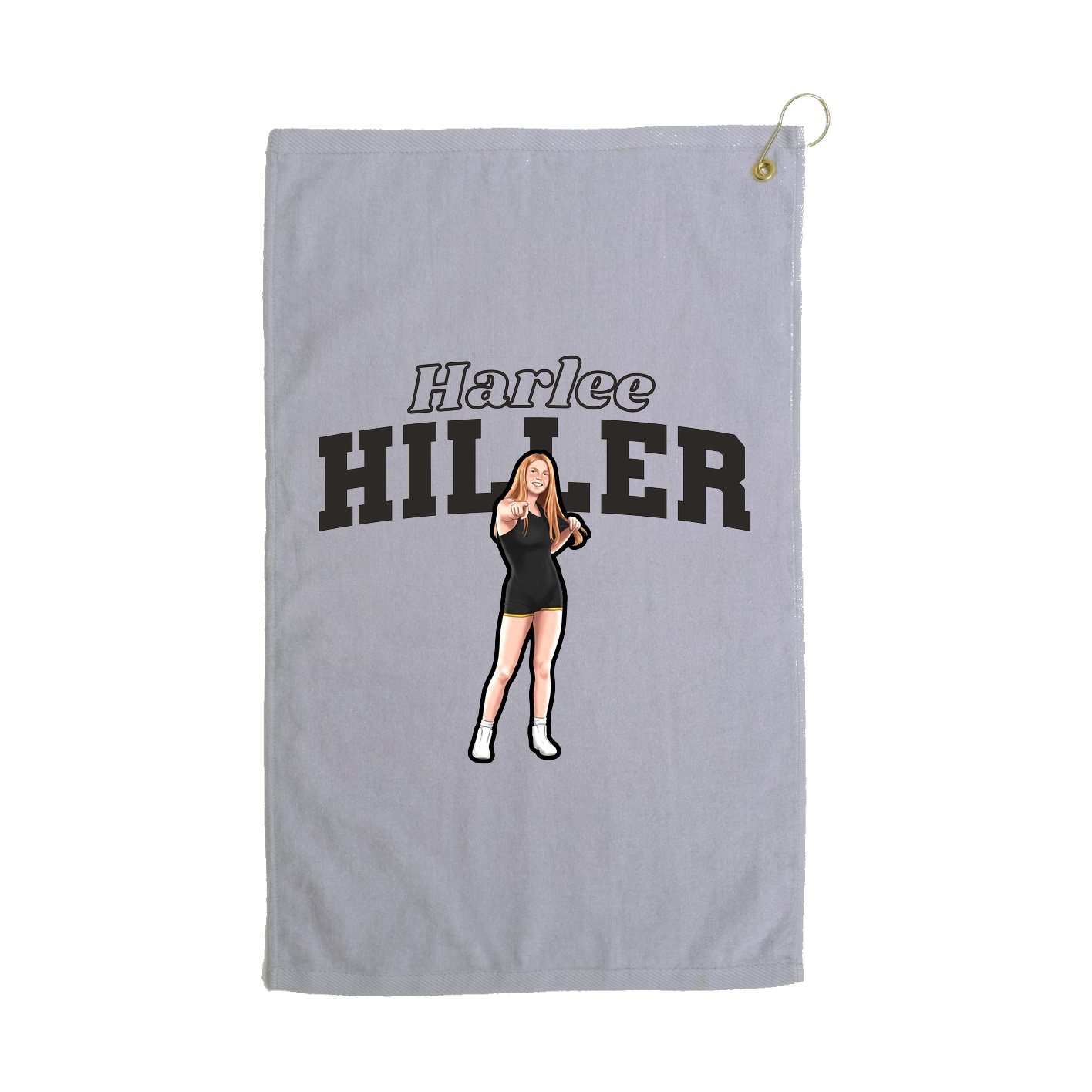 Golf Towel — Name Arch in Grey