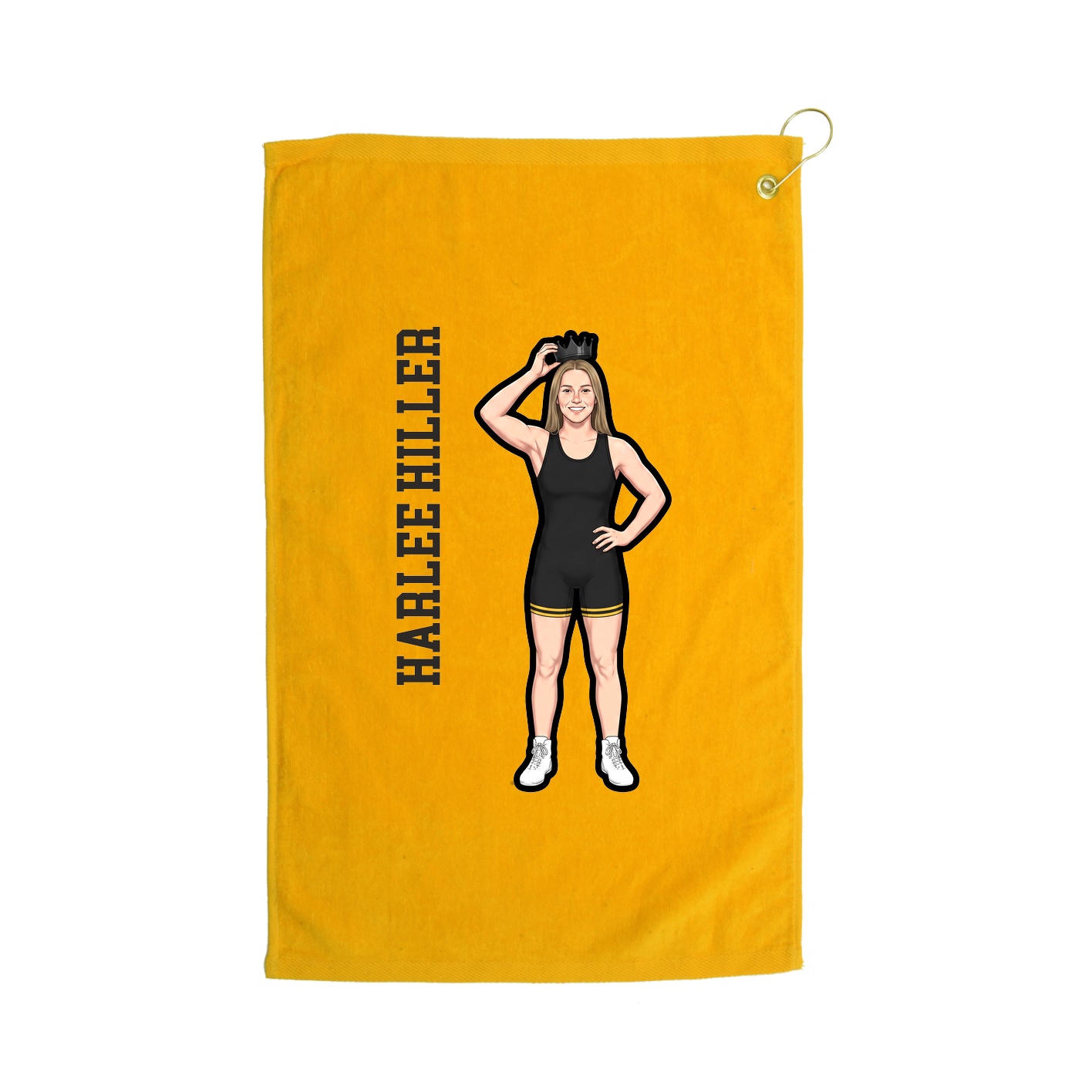 Golf Towel — Name Vertical in Gold