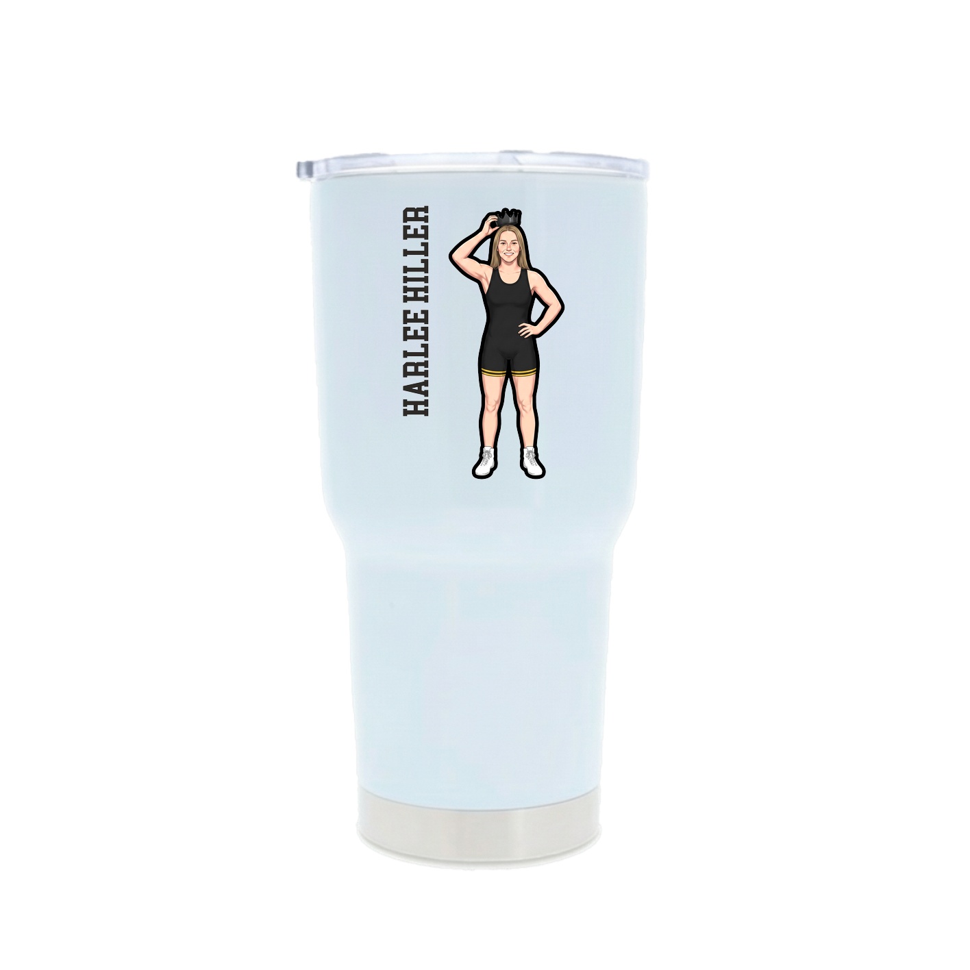 30oz Stainless Steel Tumbler — Name Vertical in White
