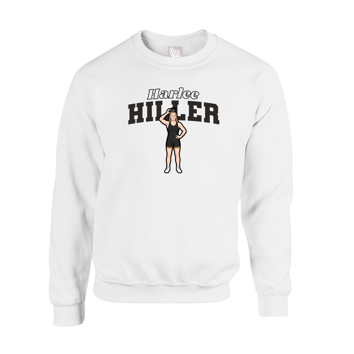 Fleece Crew — Name Arch in White