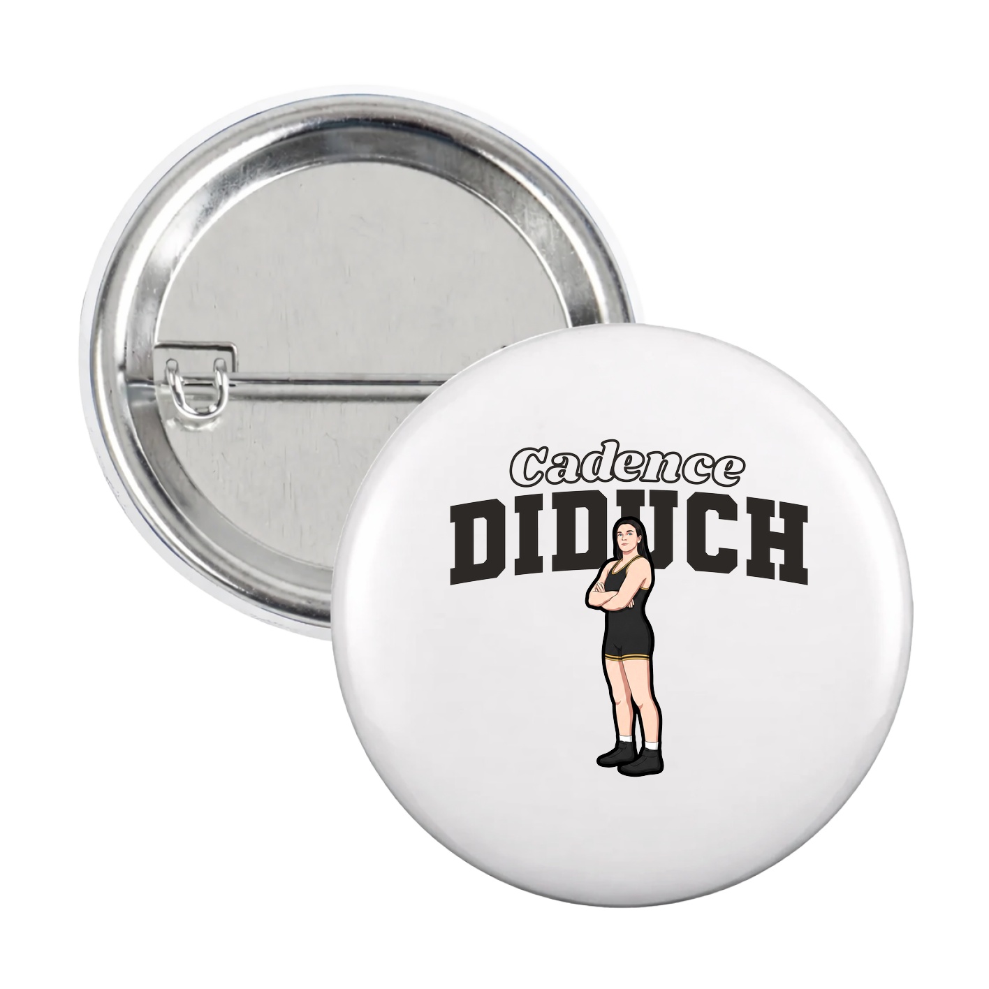 Game Day Button — Name Arch in White