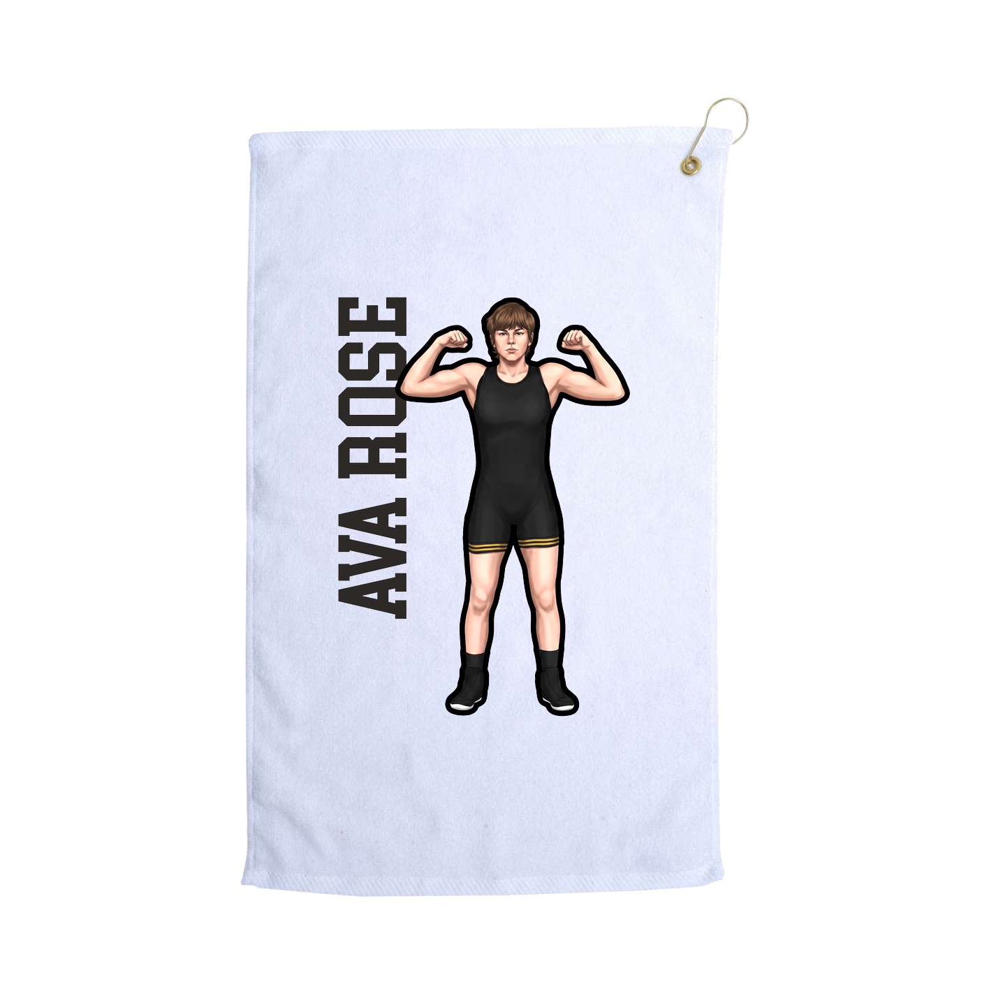 Golf Towel — Name Vertical in White