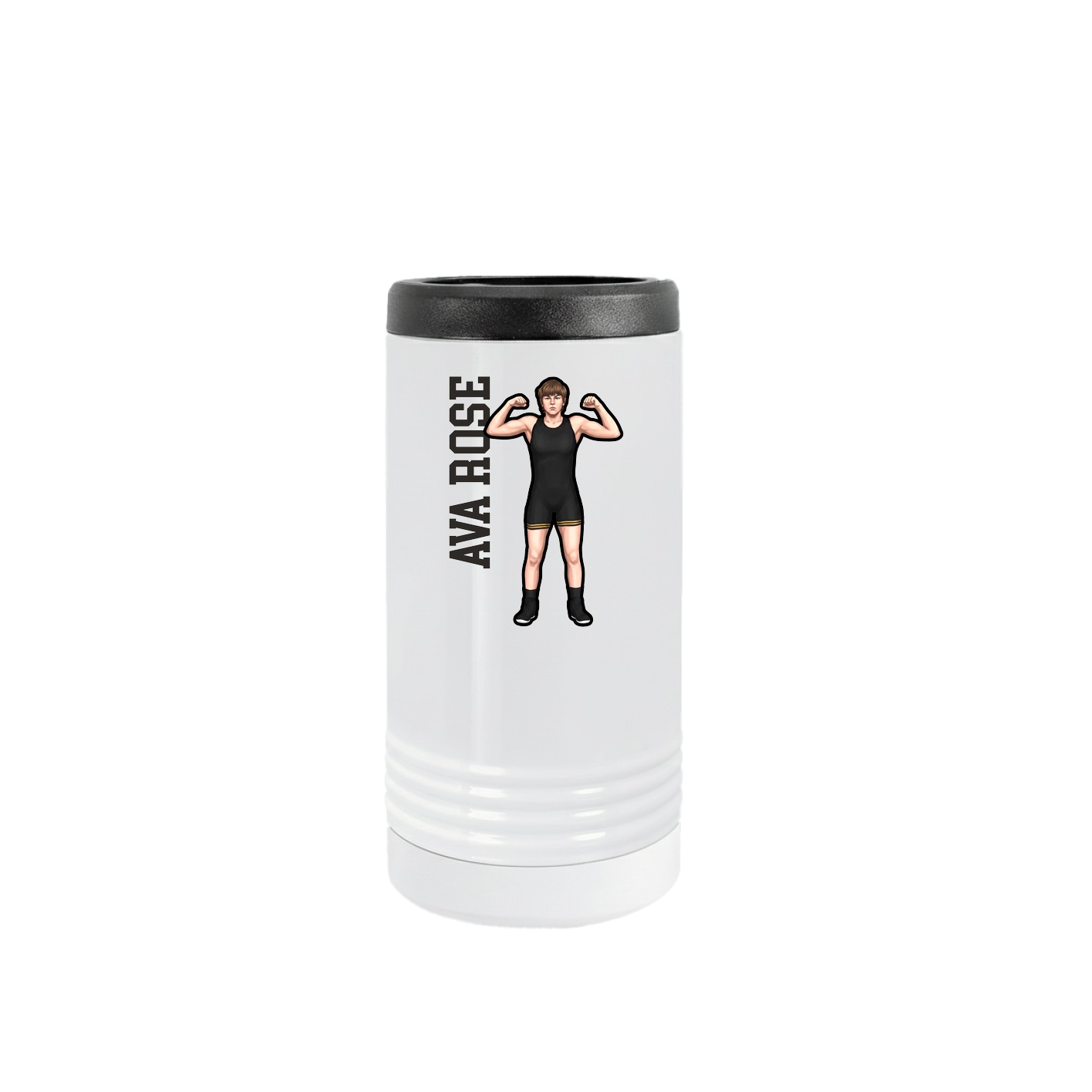 Slim Beverage Holder — Name Vertical in White
