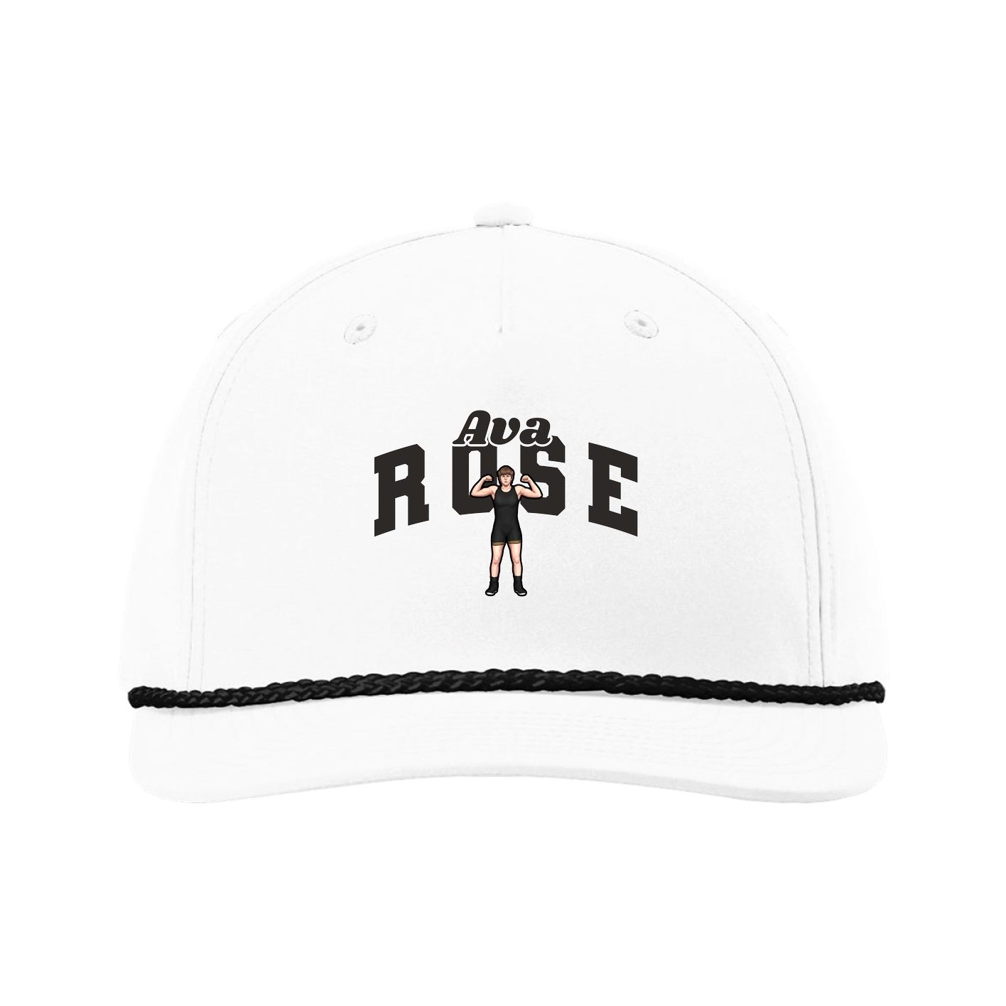 Five-Panel Classic Rope Cap — Signature Arch in White
