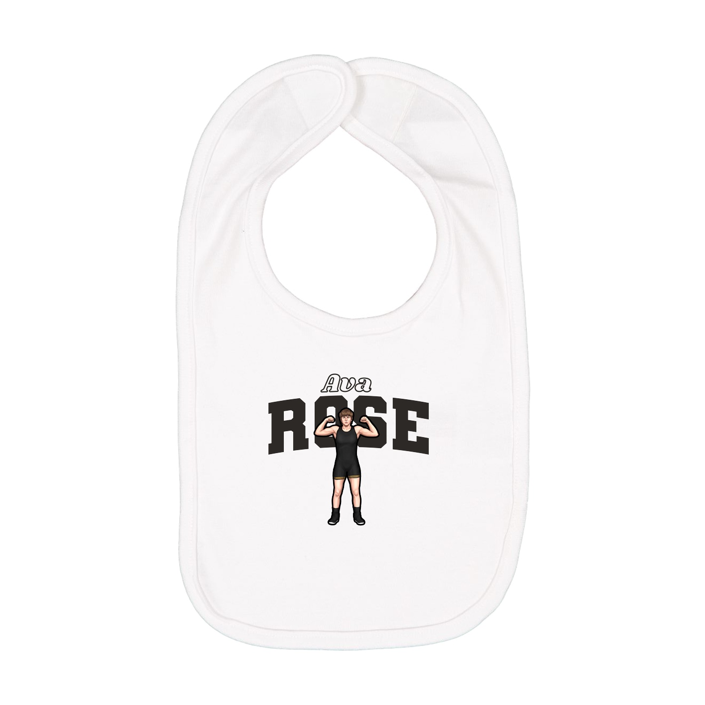 Infant Bib — Name Arch in White