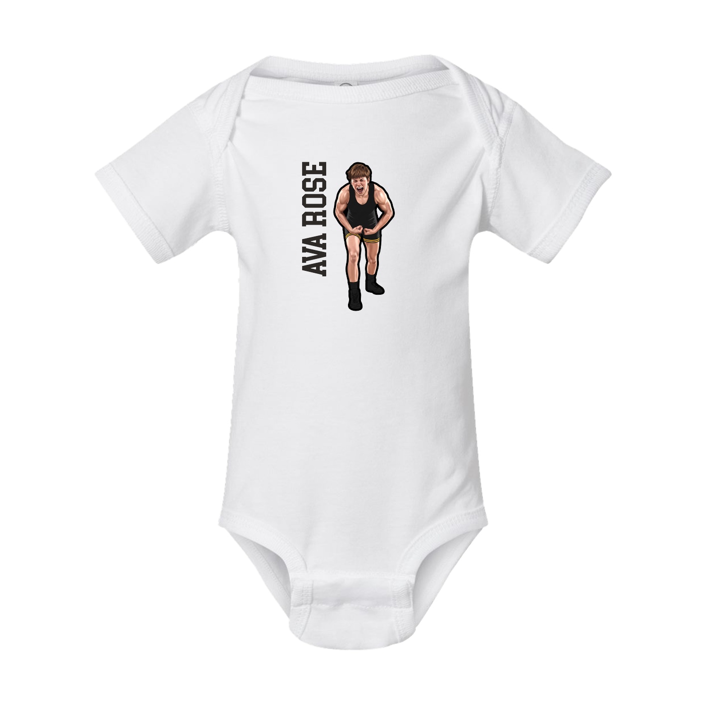 Baby Onesie — Name Vertical in White