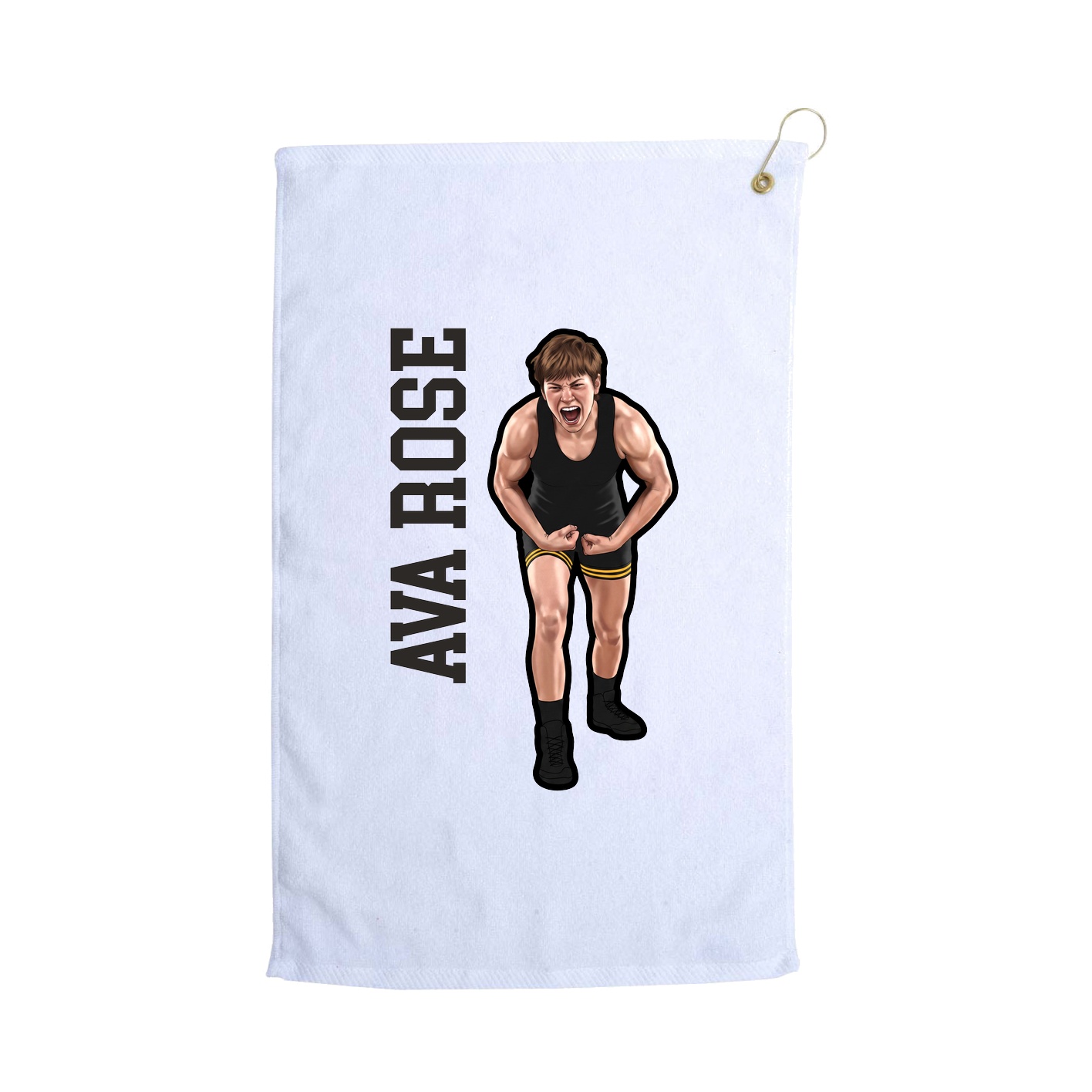 Golf Towel — Name Vertical in White