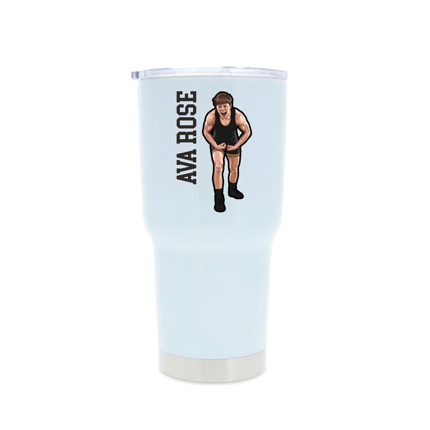 30oz Stainless Steel Tumbler — Name Vertical in White