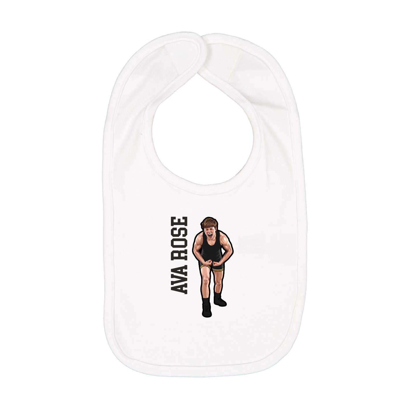 Infant Bib — Name Vertical in White