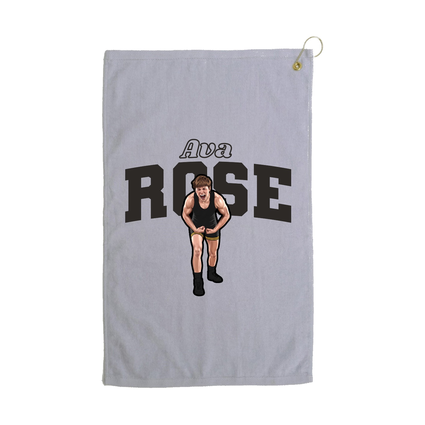 Golf Towel — Name Arch in Grey