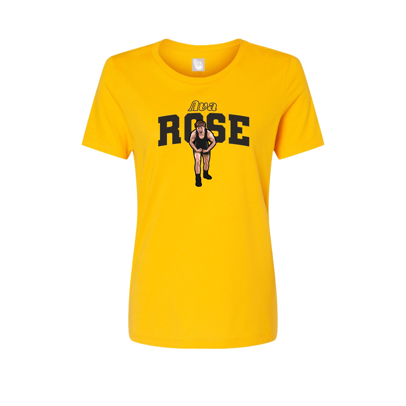 Fitted Women's Tee — Name Arch in Gold