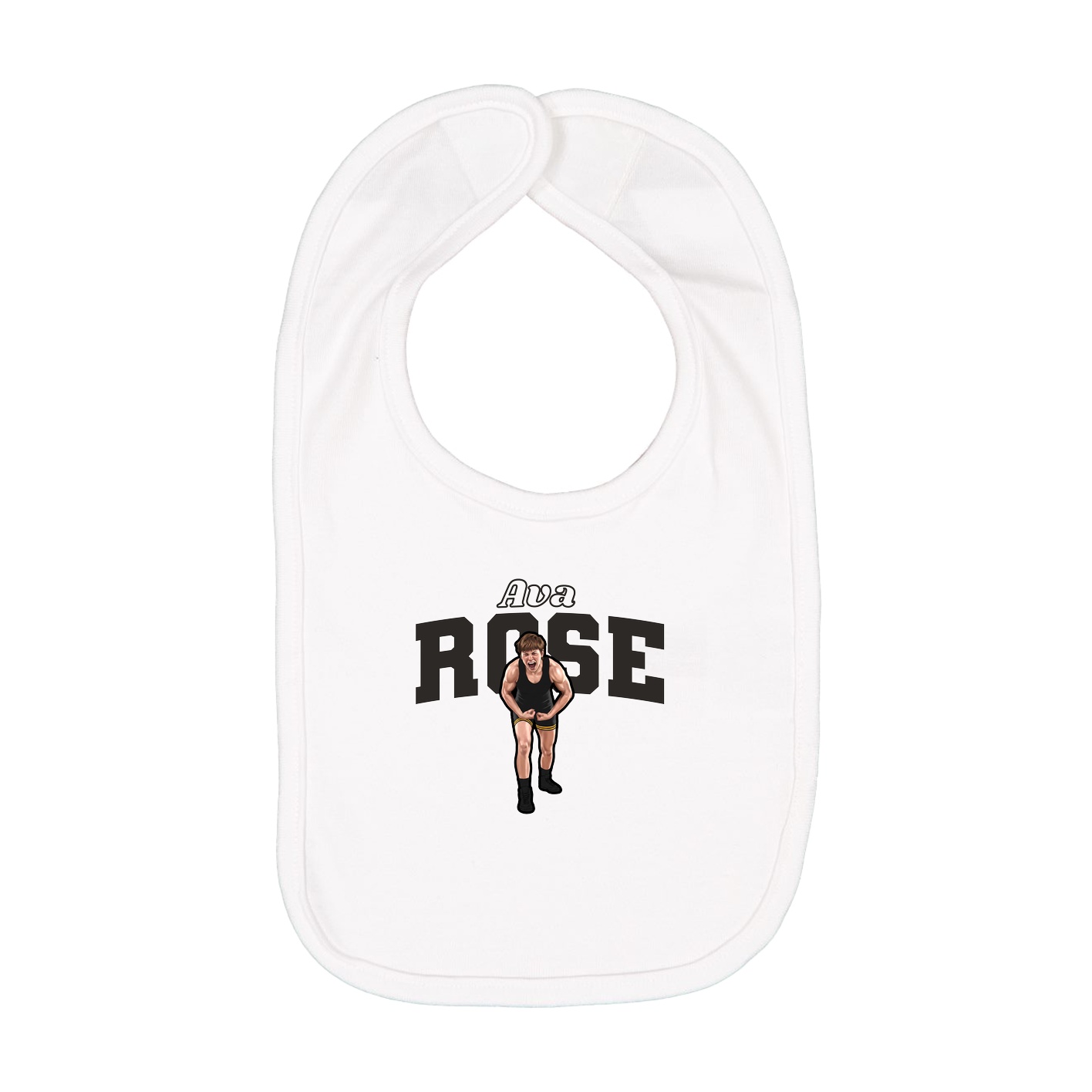 Infant Bib — Name Arch in White