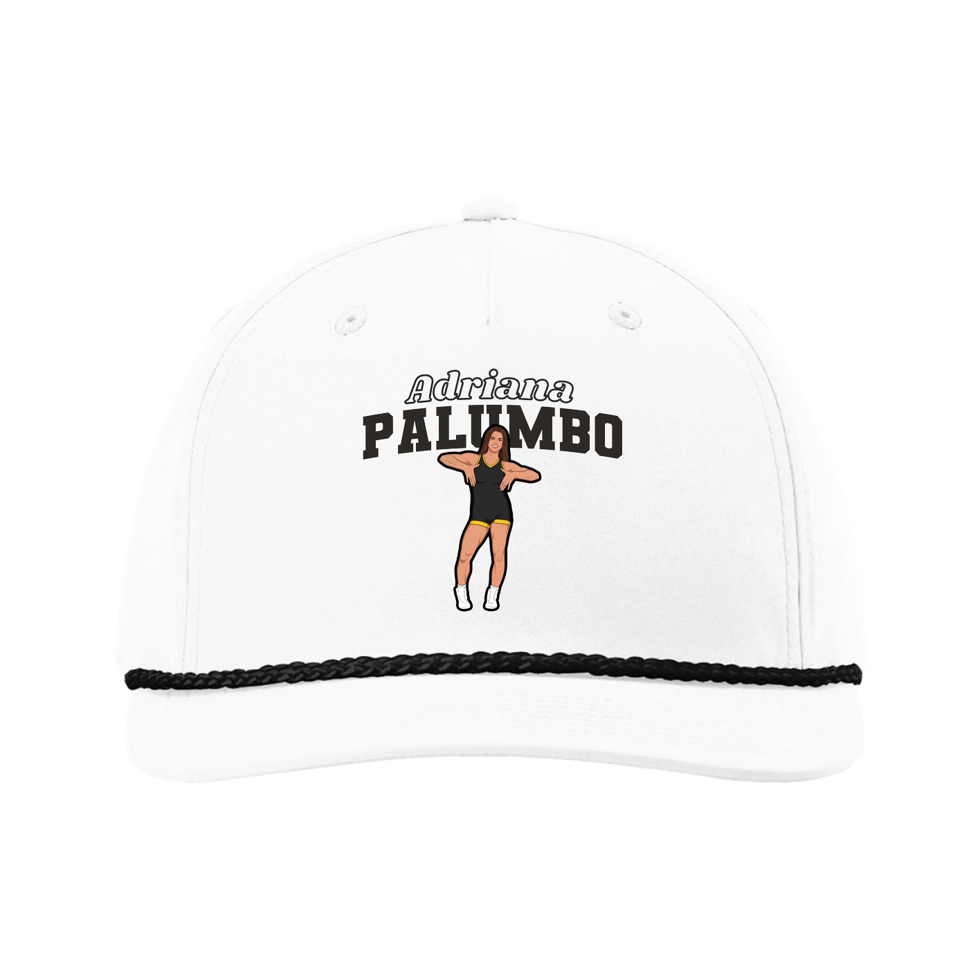 Five-Panel Classic Rope Cap — Name Arch in White