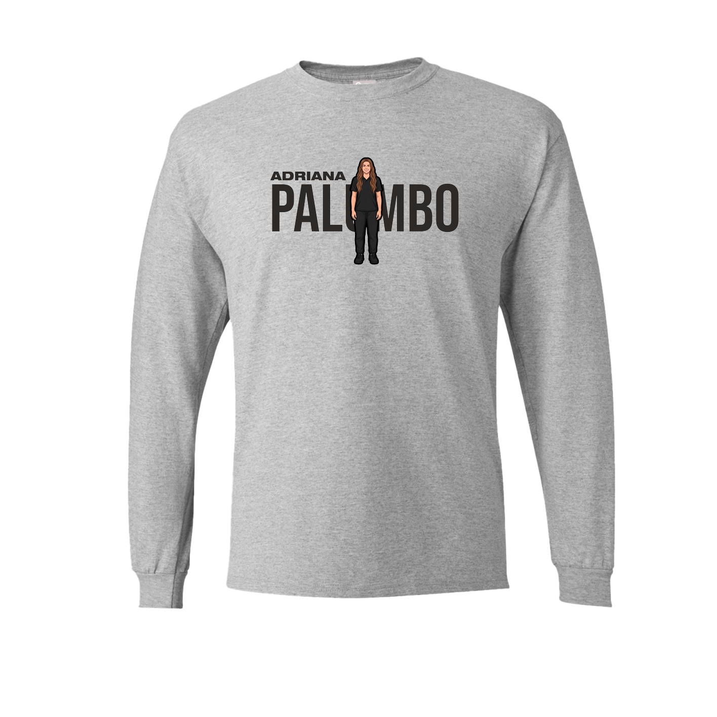 Long Sleeve Tee — Player Name in Grey