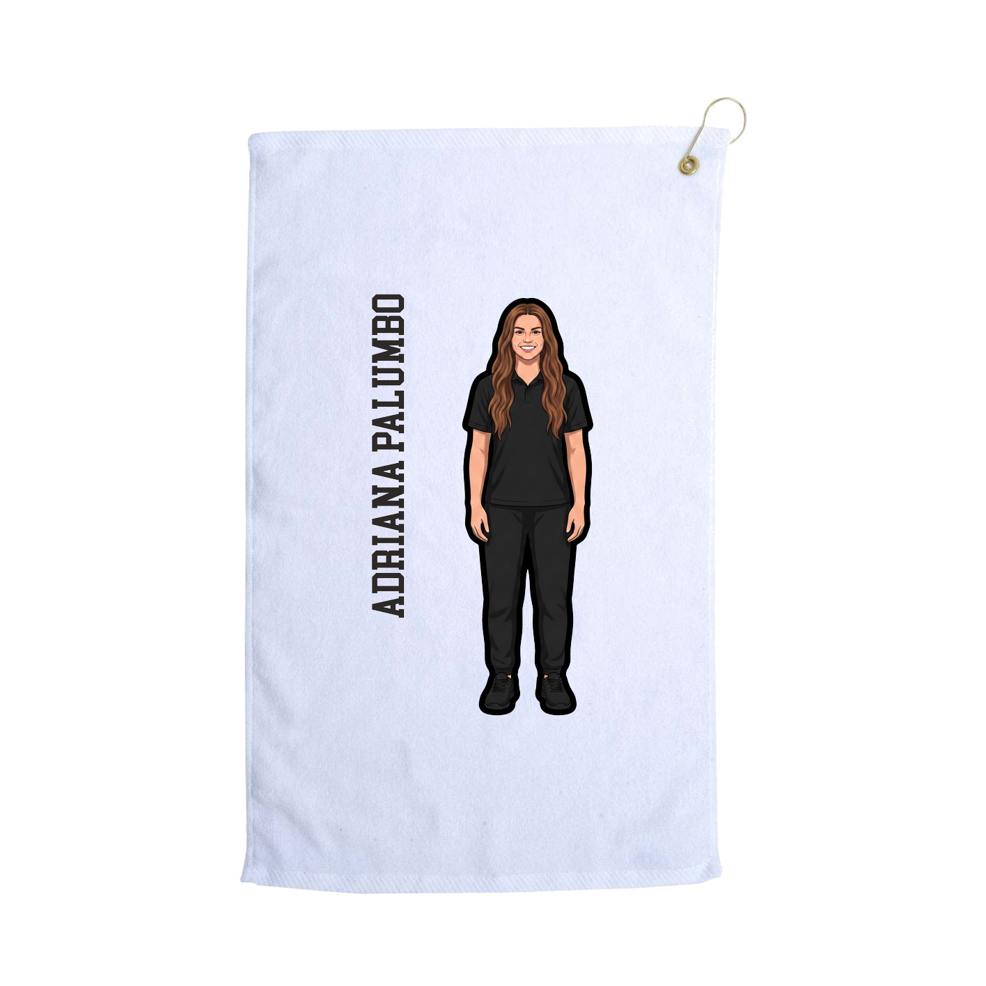 Golf Towel — Name Vertical in White