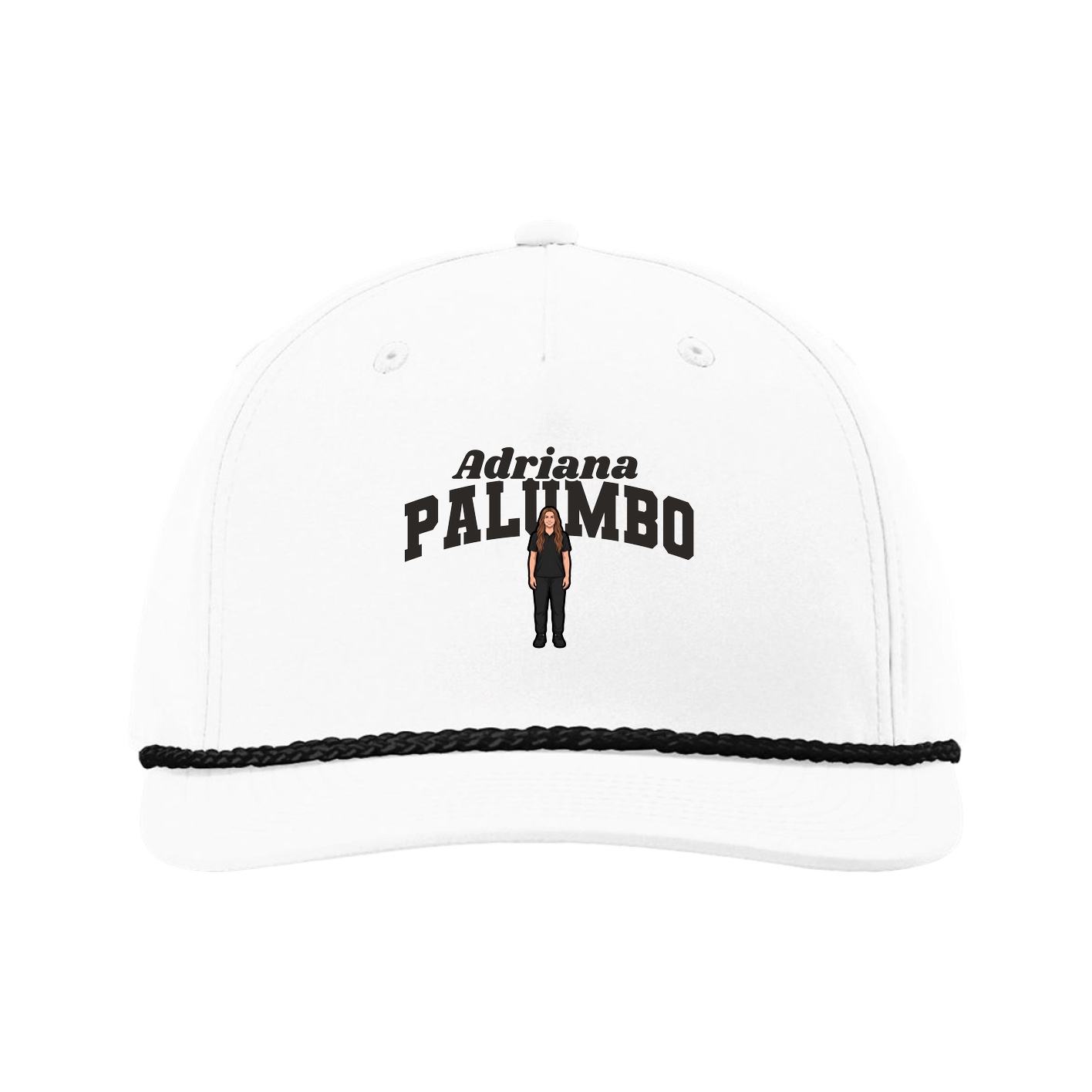 Five-Panel Classic Rope Cap — Signature Arch in White