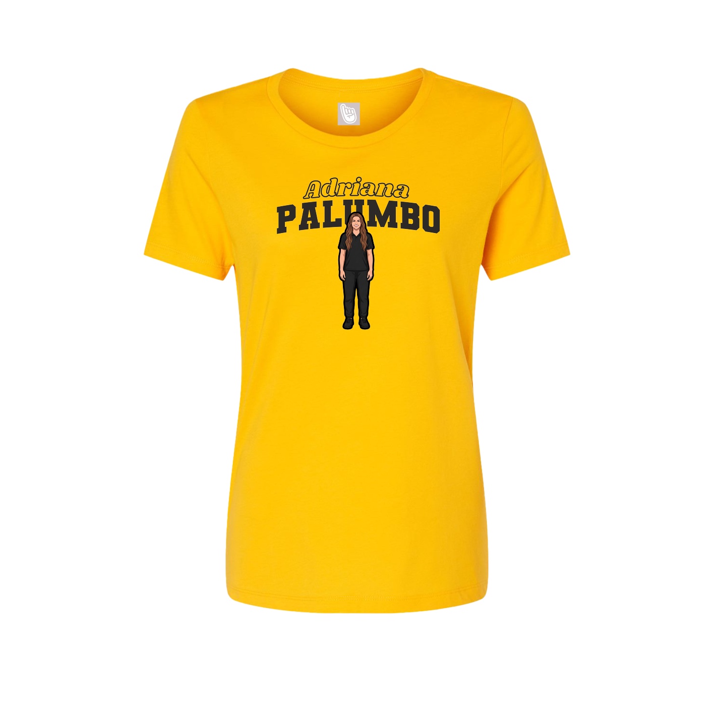 Fitted Women's Tee — Name Arch in Gold