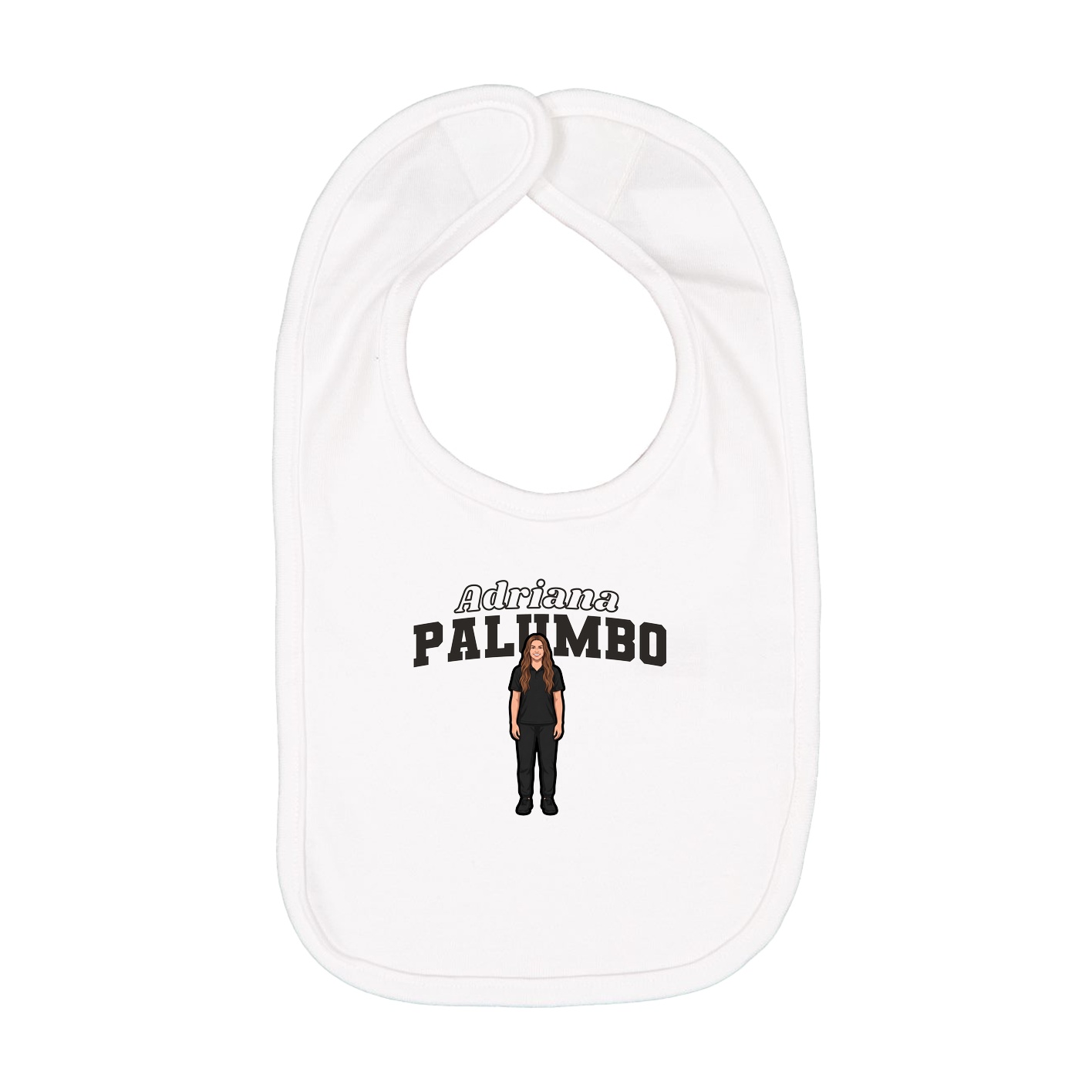 Infant Bib — Name Arch in White