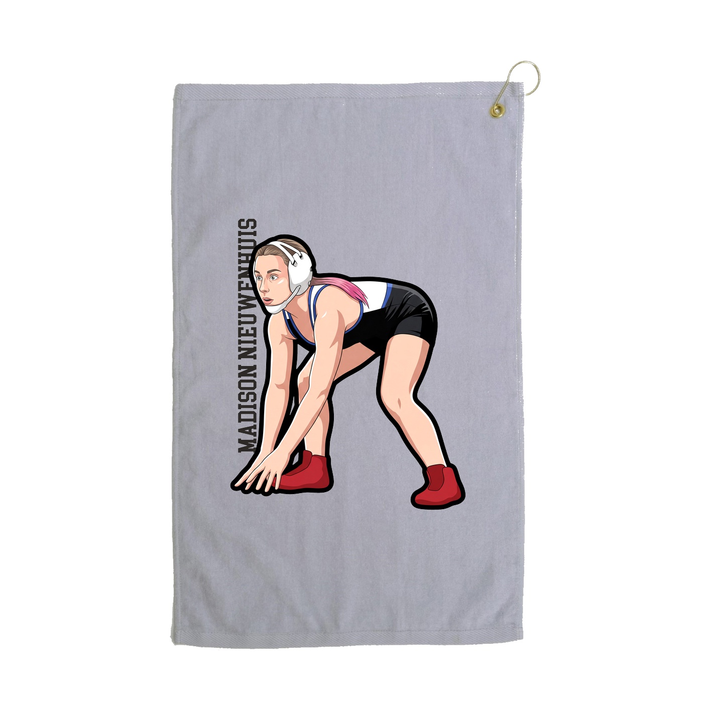 Golf Towel — Name Vertical in Grey