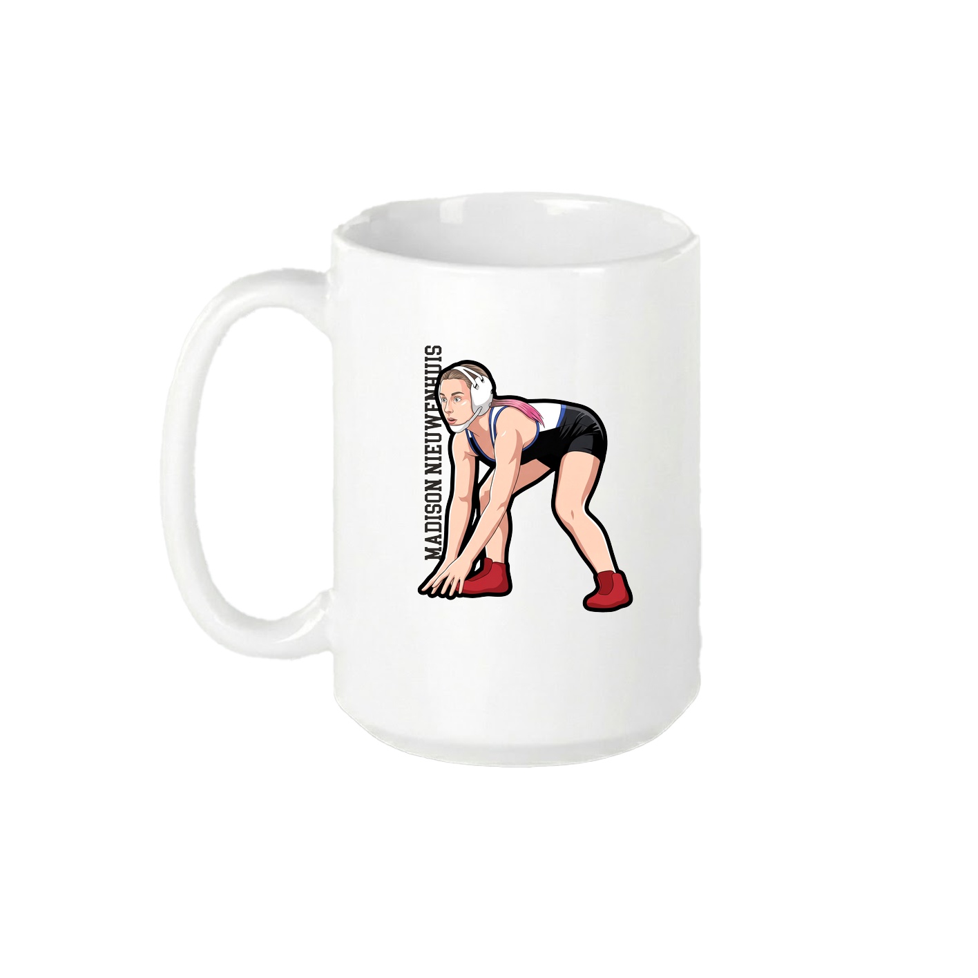 15oz Coffee Mug — Name Vertical in White