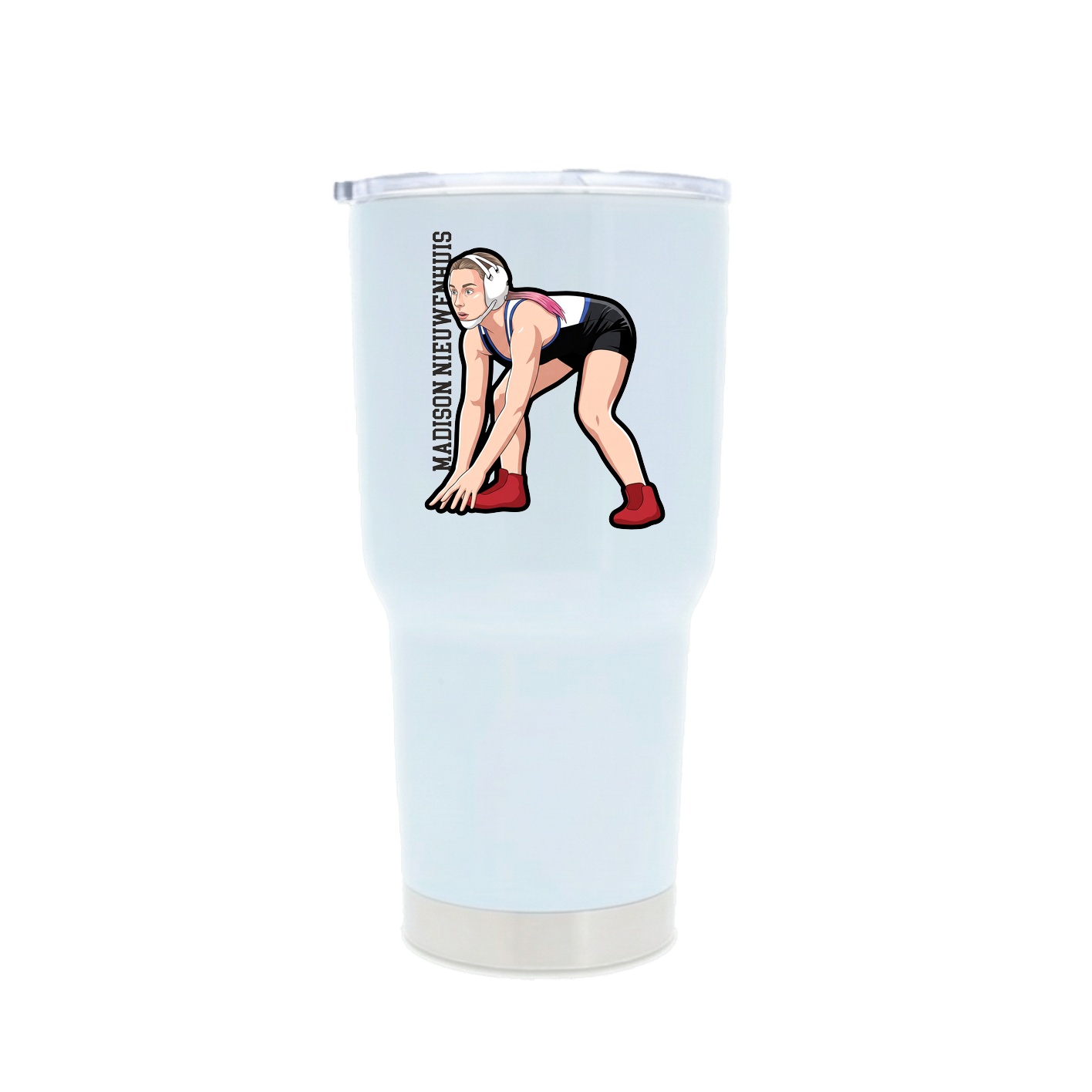 30oz Stainless Steel Tumbler — Name Vertical in White