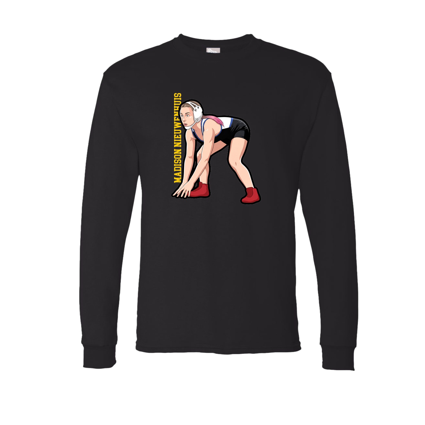 Long Sleeve Tee — Name Vertical in Black