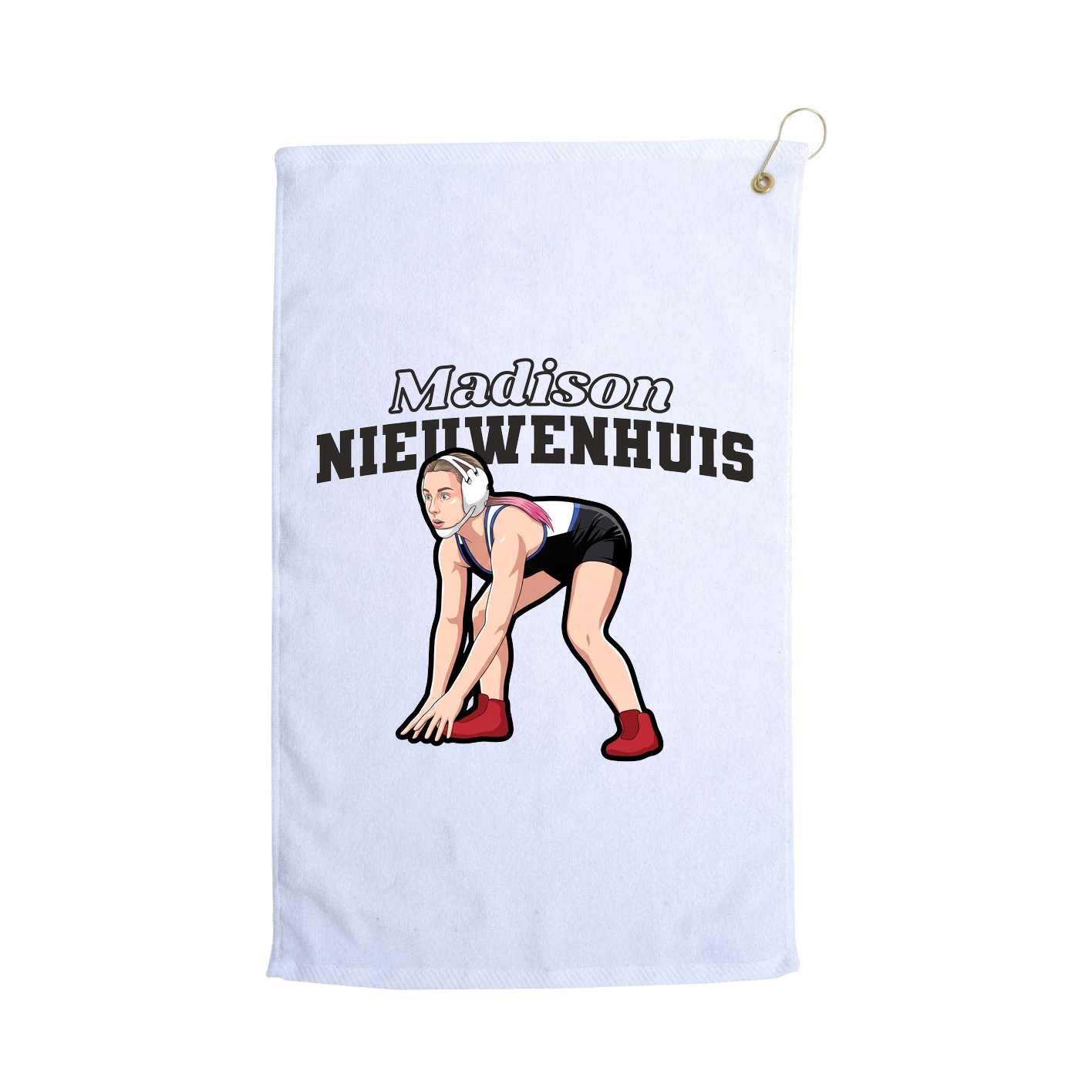 Golf Towel — Name Arch in White