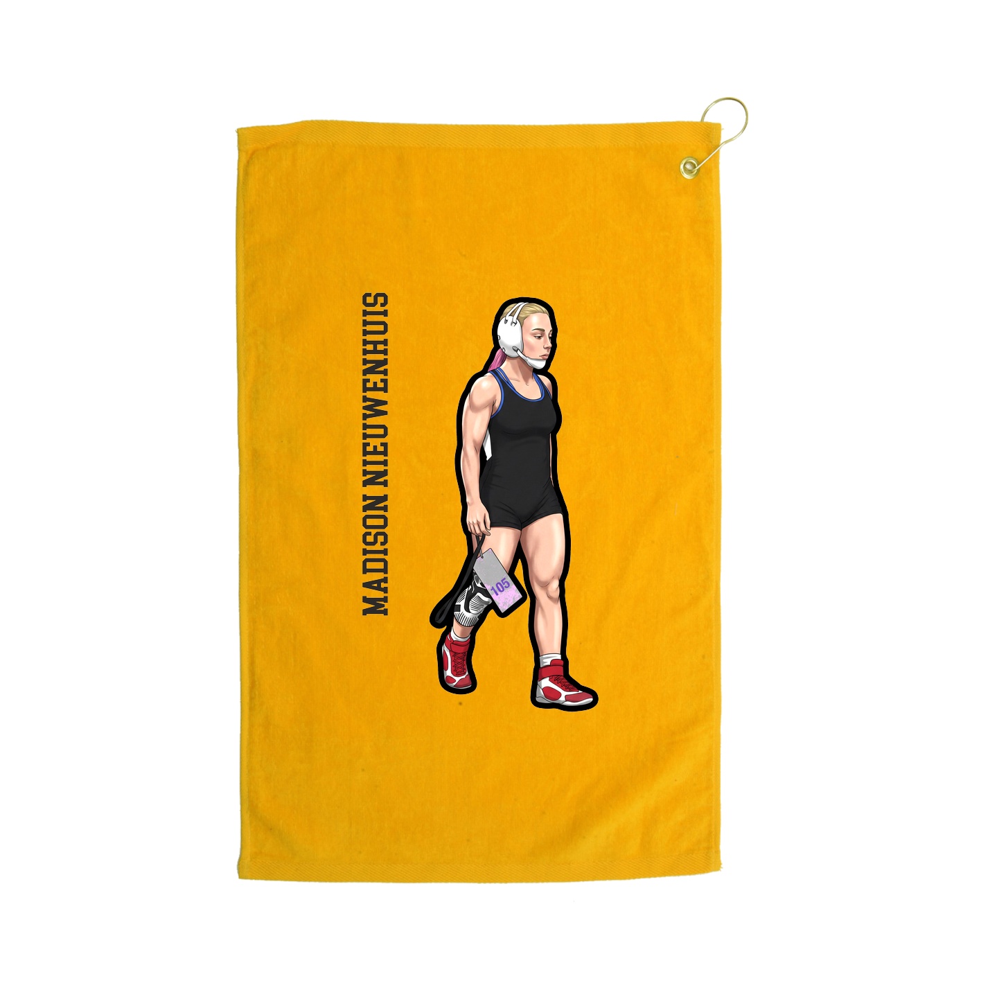 Golf Towel — Name Vertical in Gold