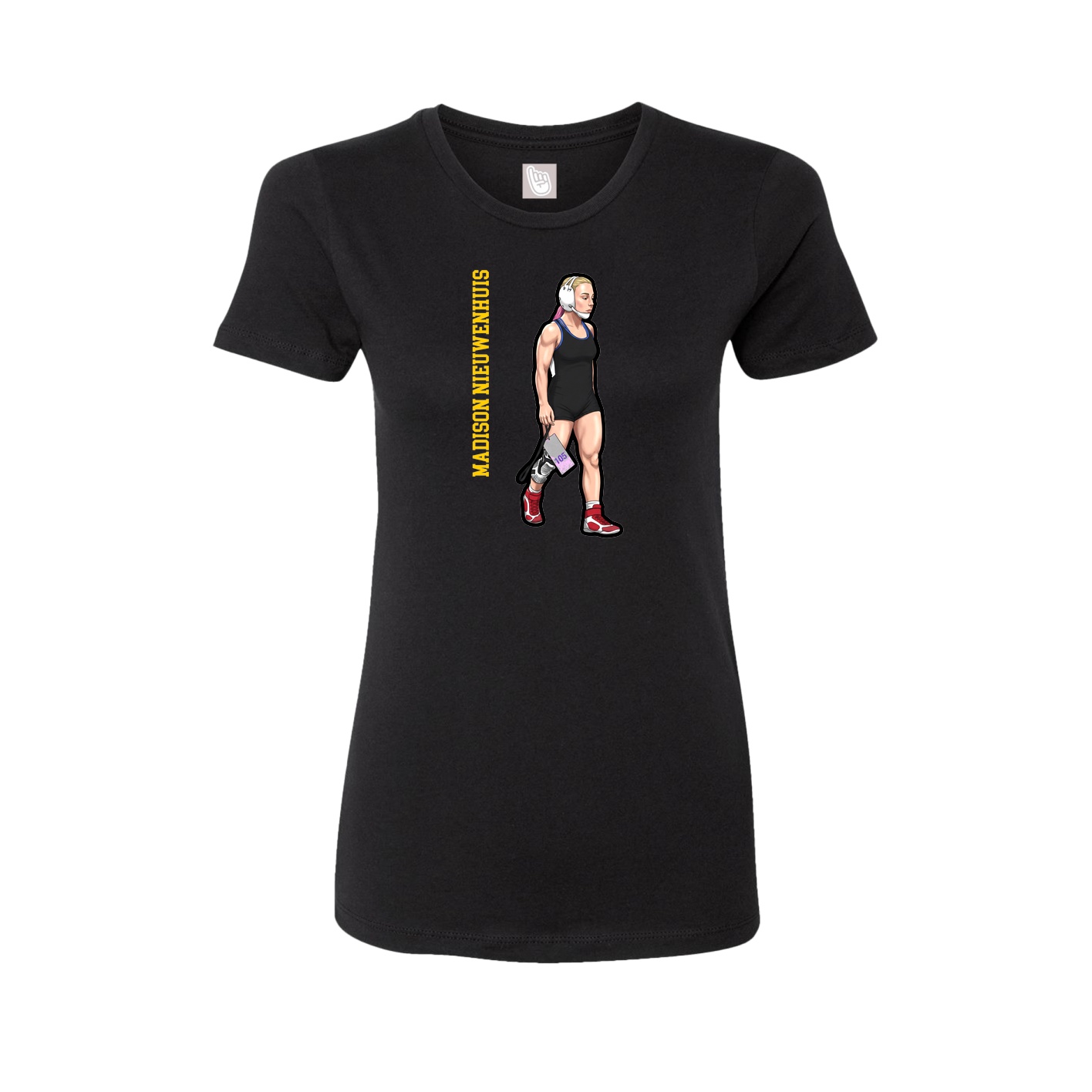 Fitted Women's Tee — Name Vertical in Black