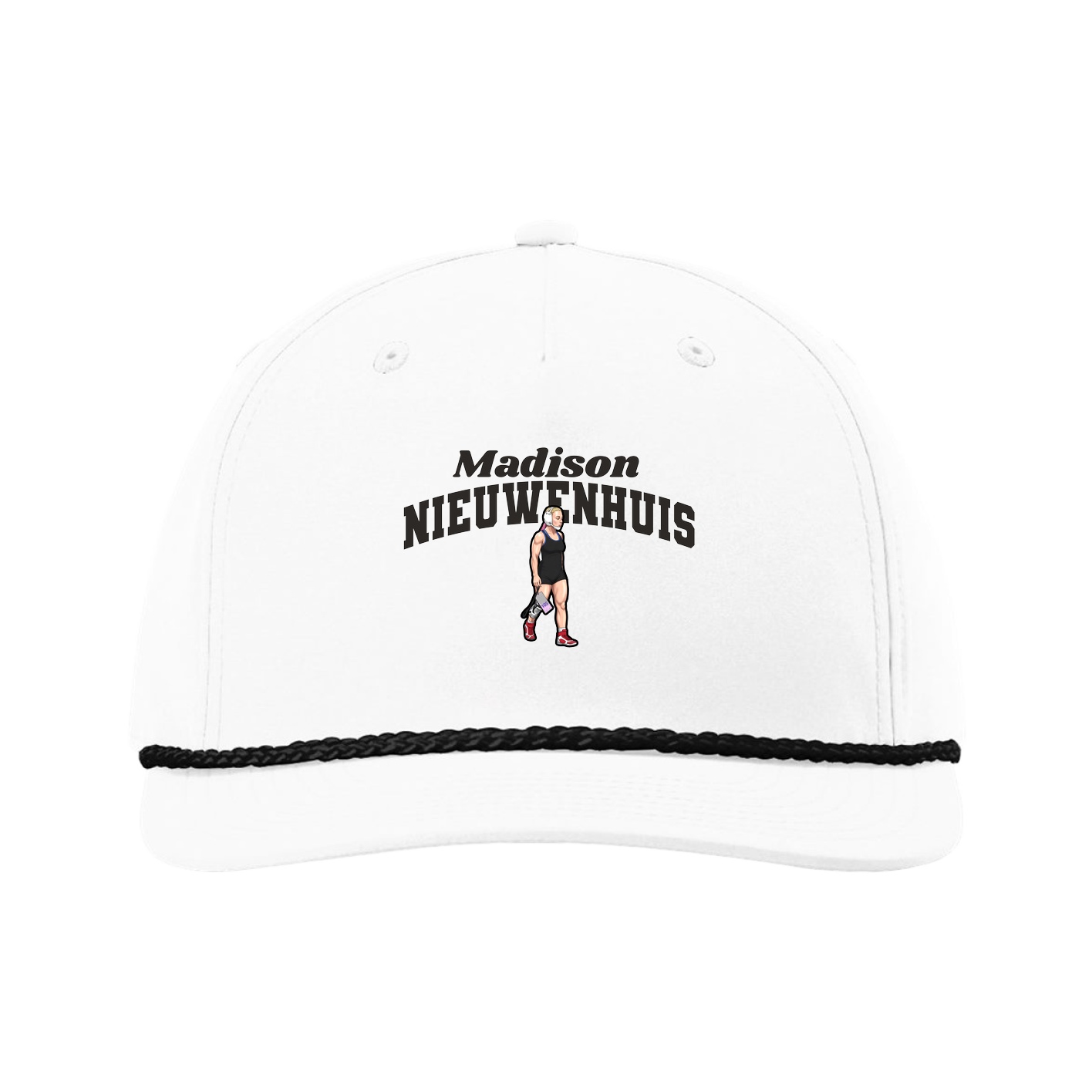 Five-Panel Classic Rope Cap — Signature Arch in White