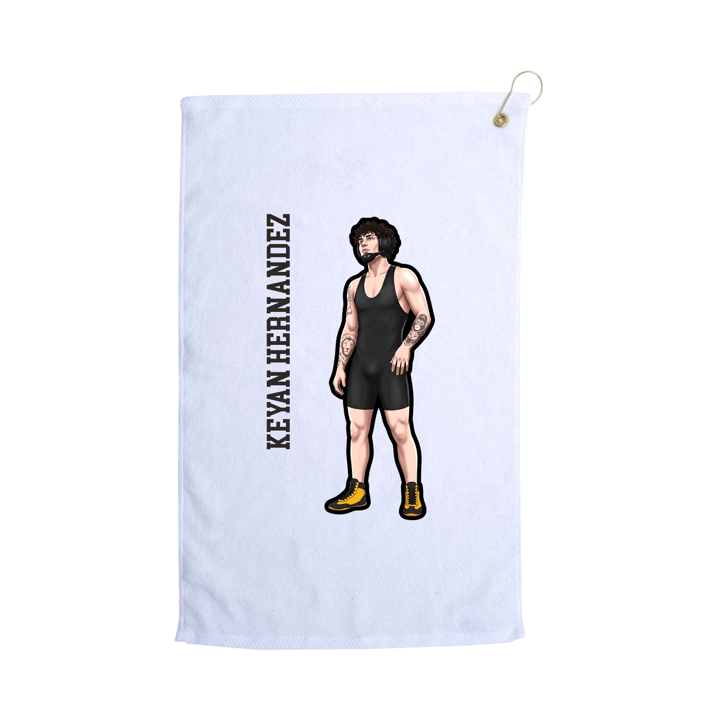 Golf Towel — Name Vertical in White