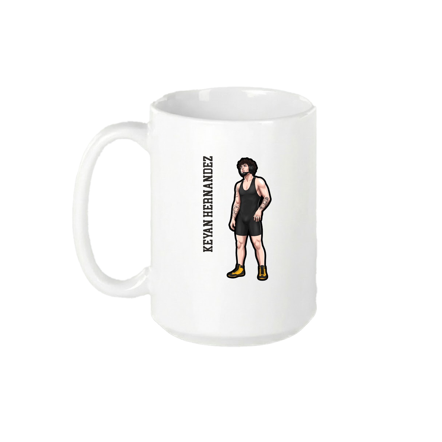 15oz Coffee Mug — Name Vertical in White
