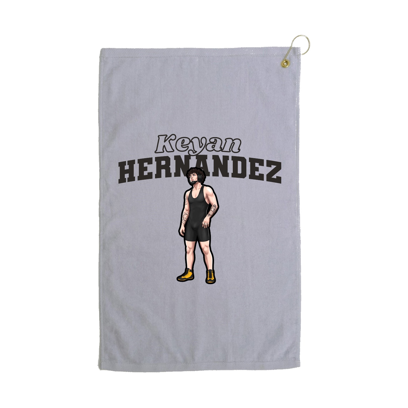 Golf Towel — Name Arch in Grey