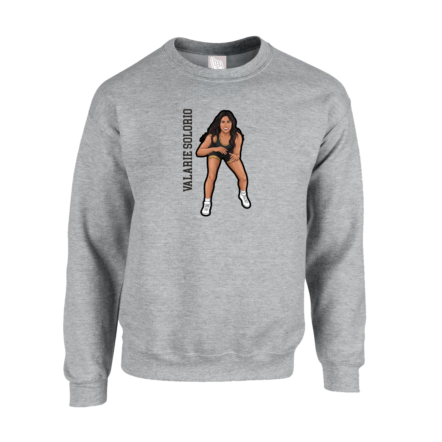 Fleece Crew — Name Vertical in Grey
