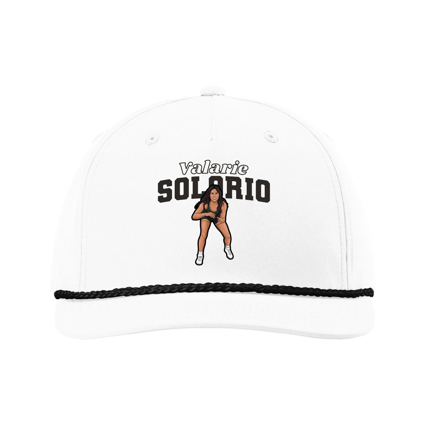 Five-Panel Classic Rope Cap — Name Arch in White