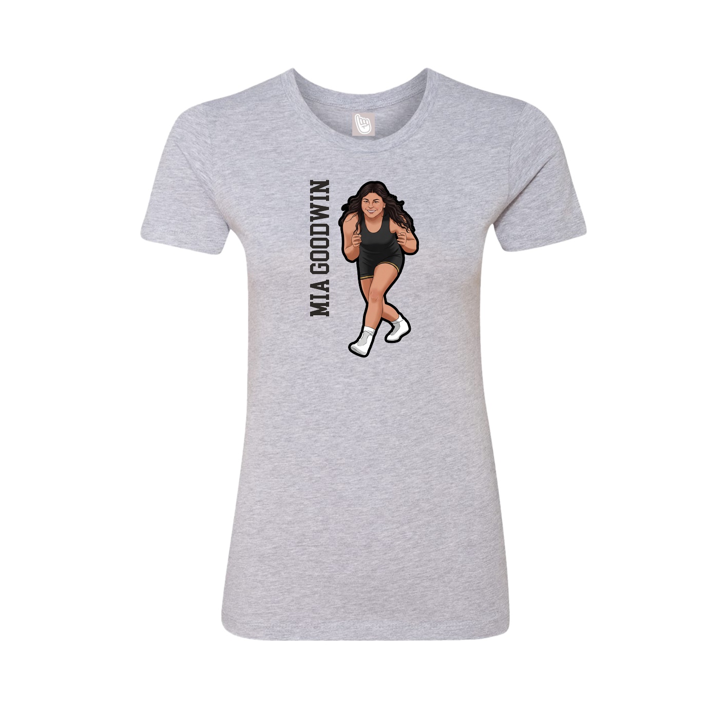 Fitted Women's Tee — Name Vertical in Grey