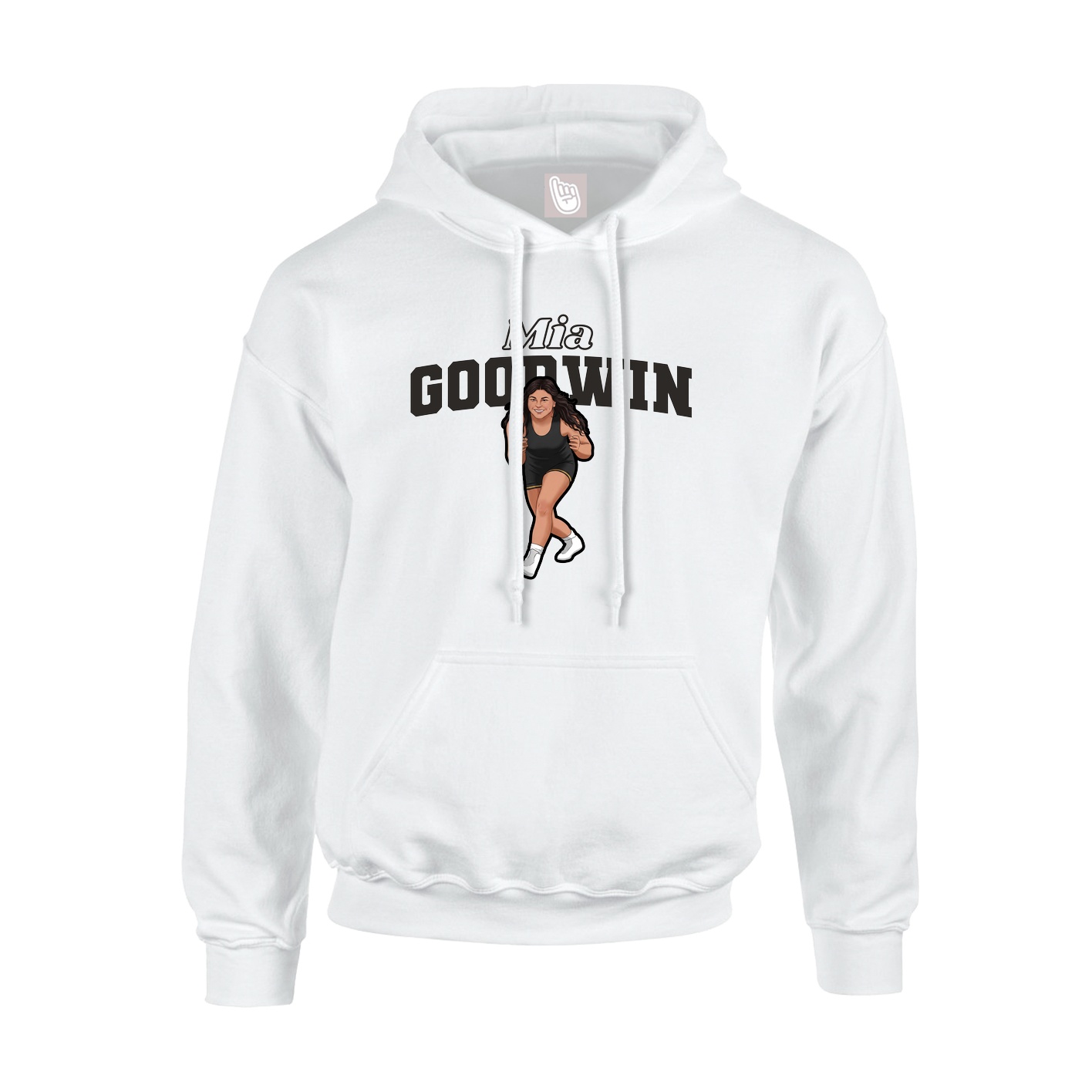 Youth Hoodie — Name Arch in White