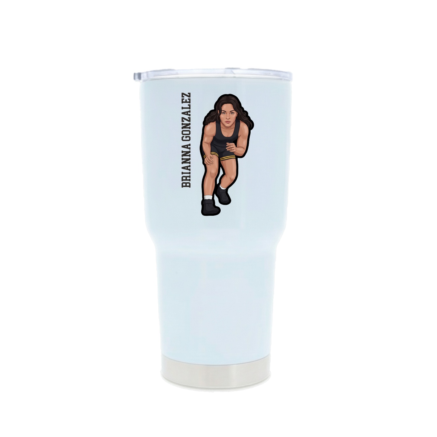 30oz Stainless Steel Tumbler — Name Vertical in White