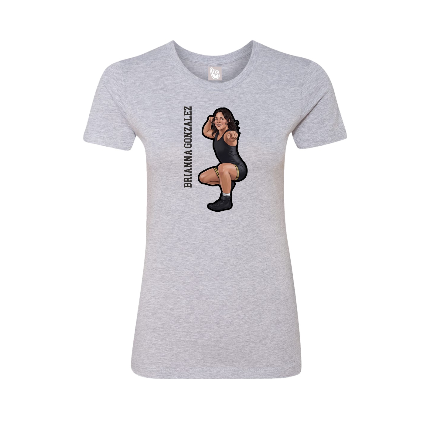Fitted Women's Tee — Name Vertical in Grey