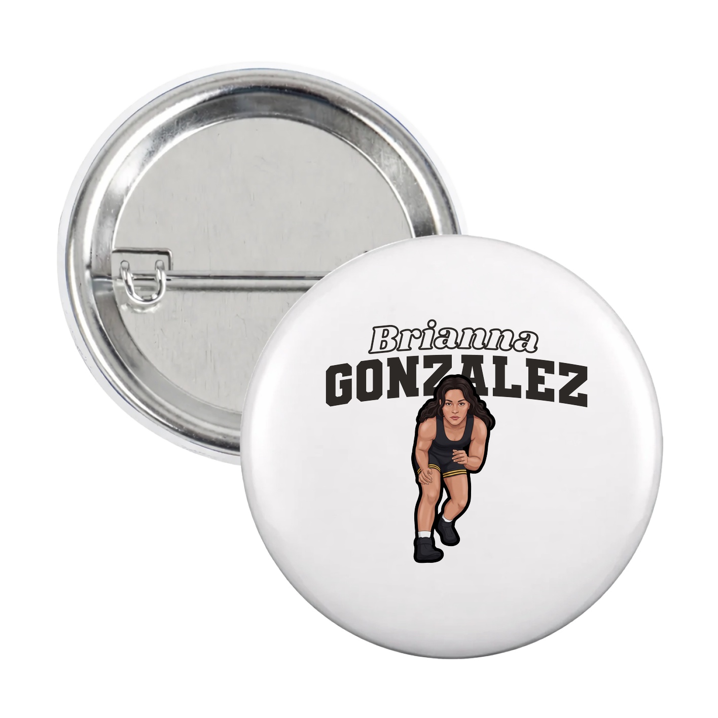 Game Day Button — Name Arch in White