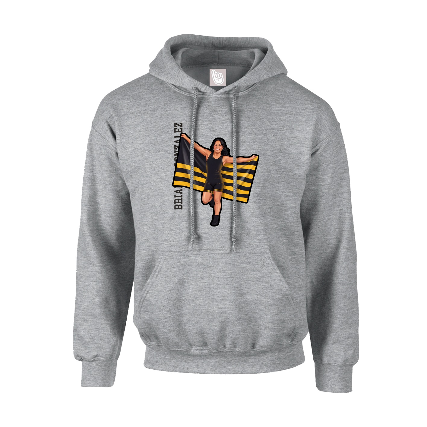 Youth Hoodie — Name Vertical in Grey