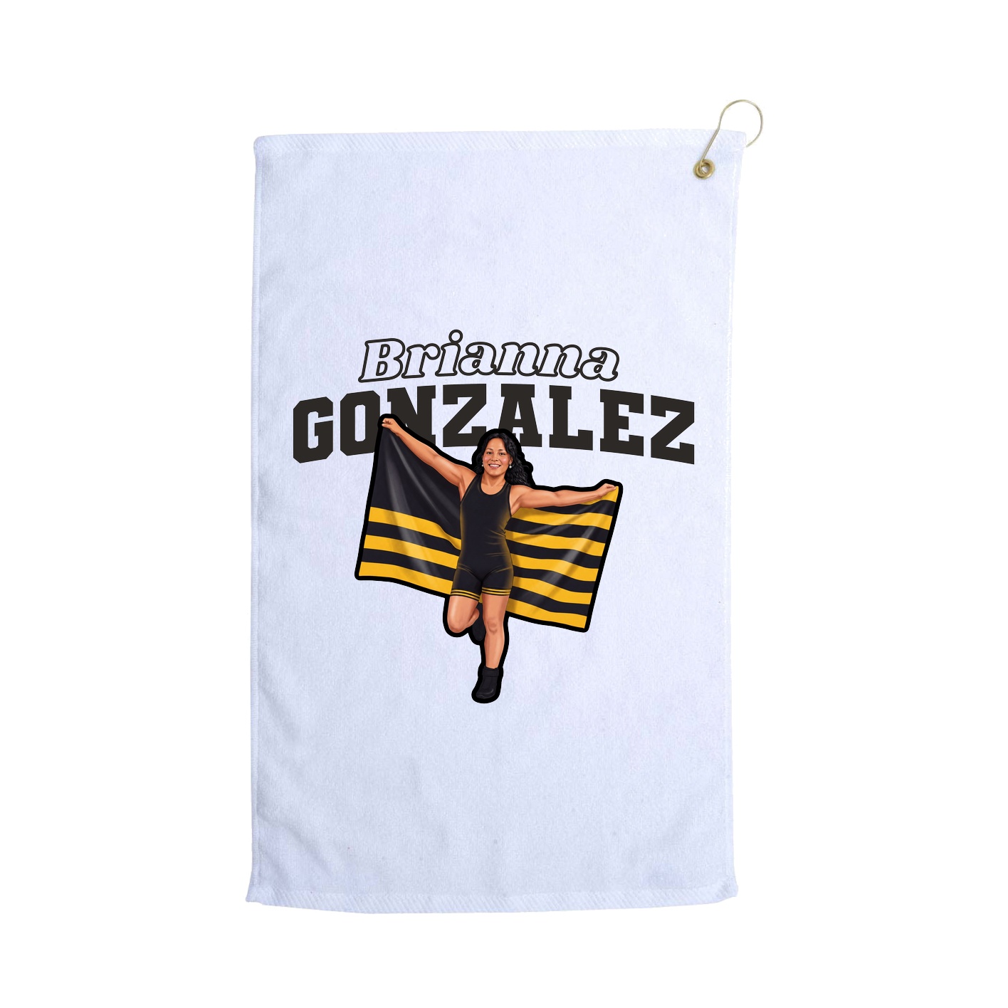 Golf Towel — Name Arch in White