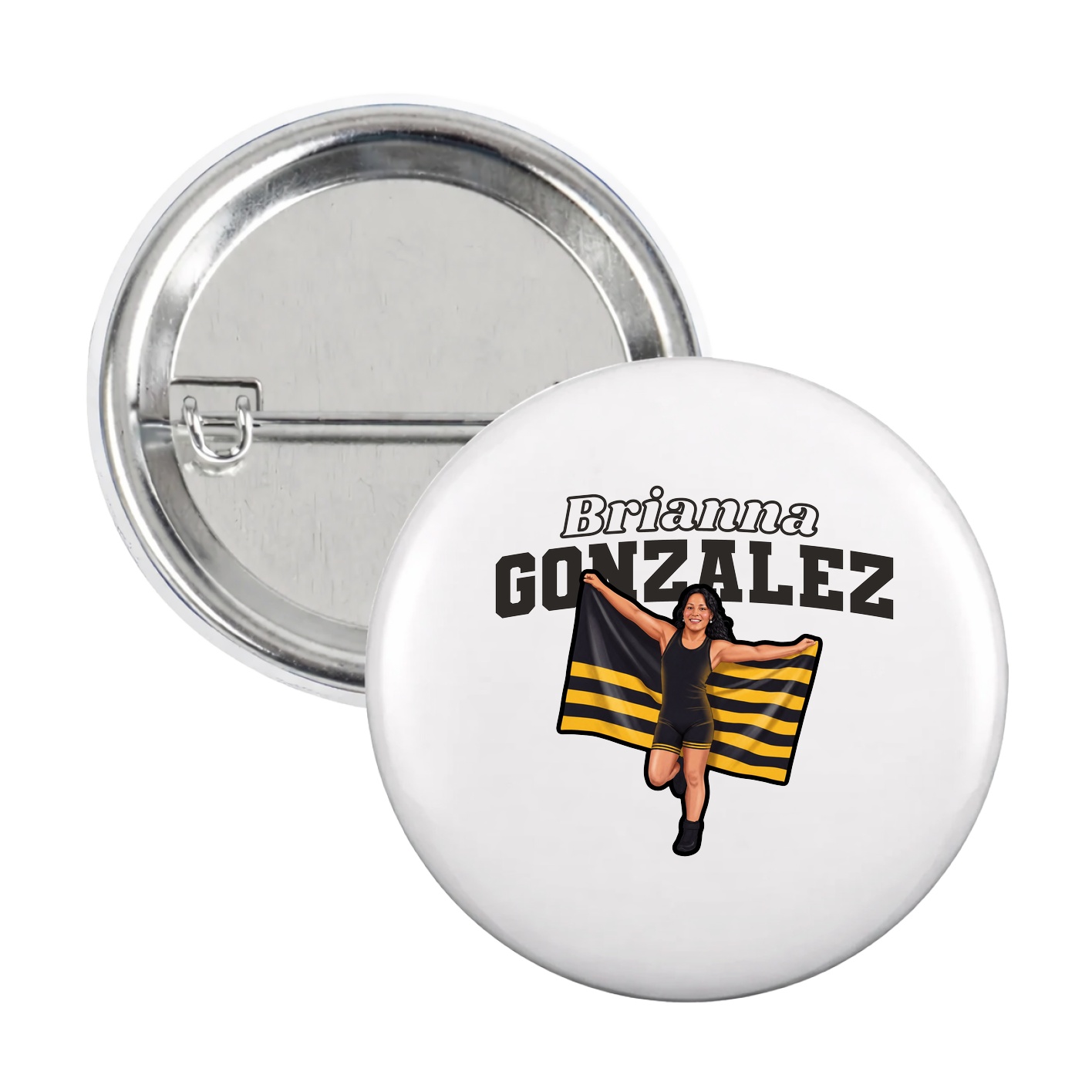 Game Day Button — Name Arch in White