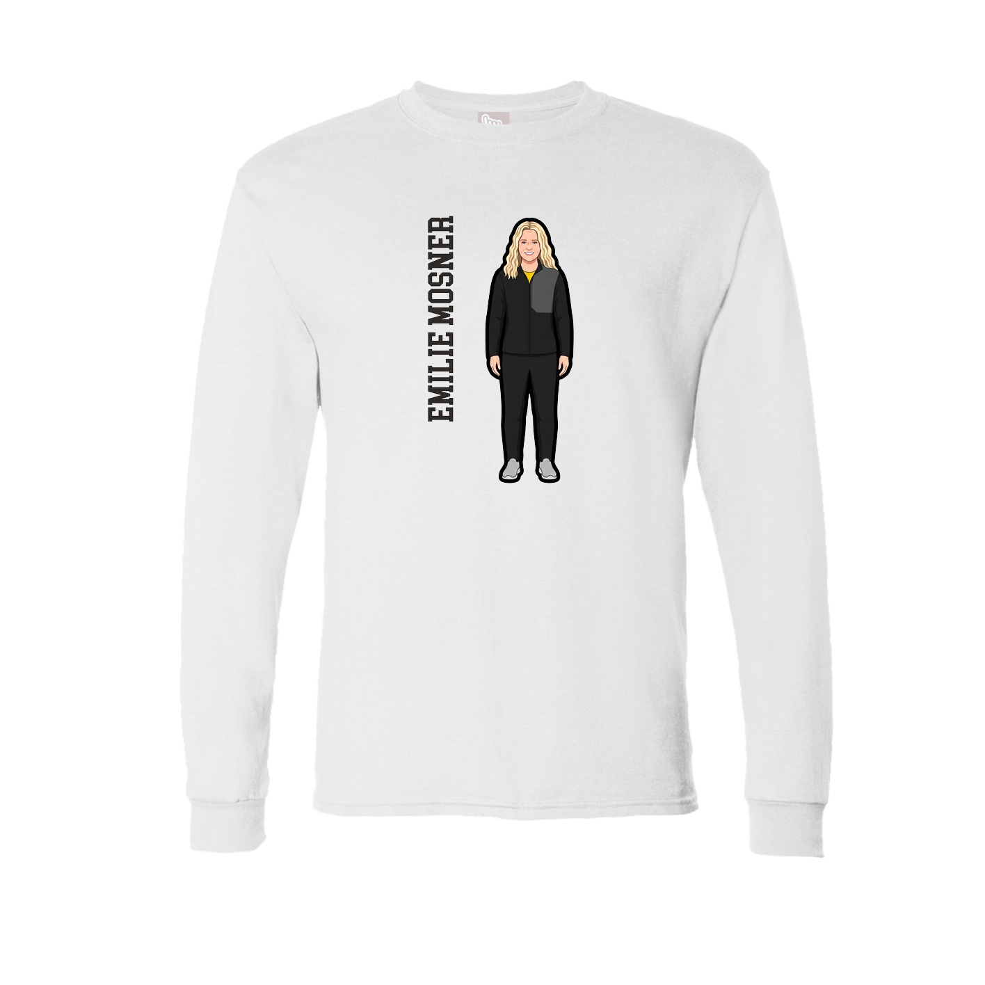 Long Sleeve Tee — Name Vertical in White