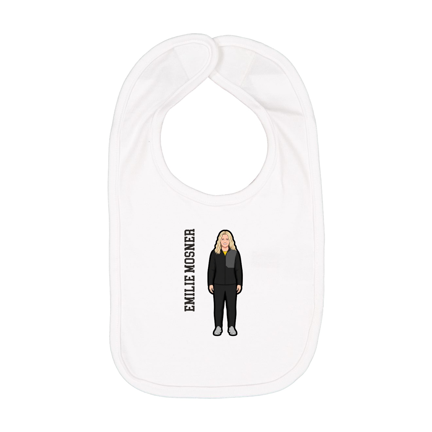 Infant Bib — Name Vertical in White