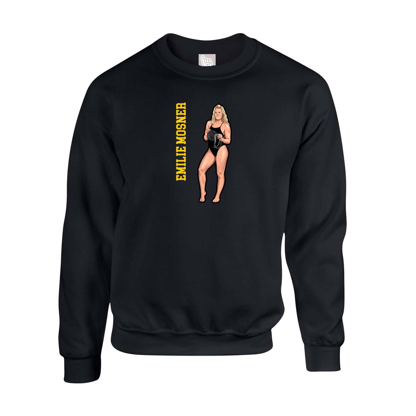 Fleece Crew — Name Vertical in Black