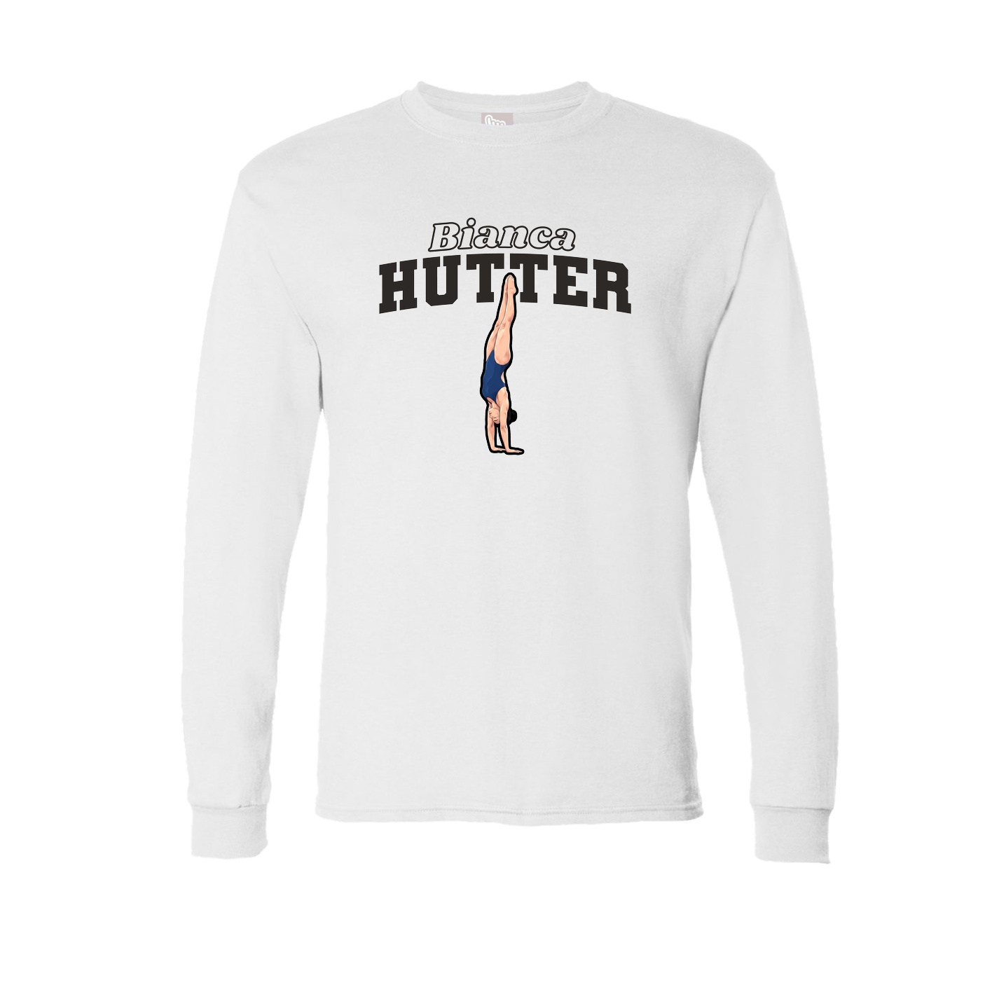 Long Sleeve Tee — Name Arch in White