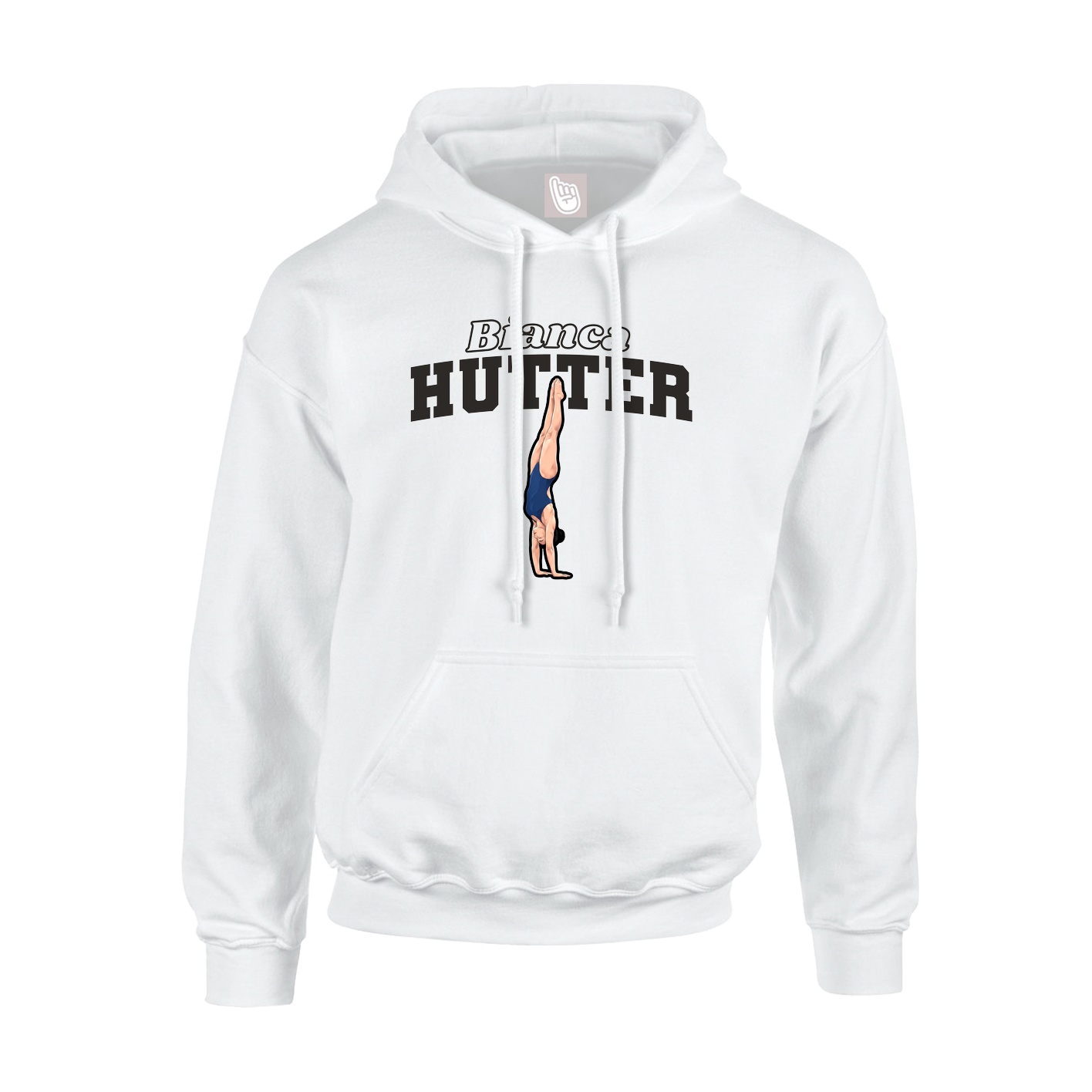 Youth Hoodie — Name Arch in White