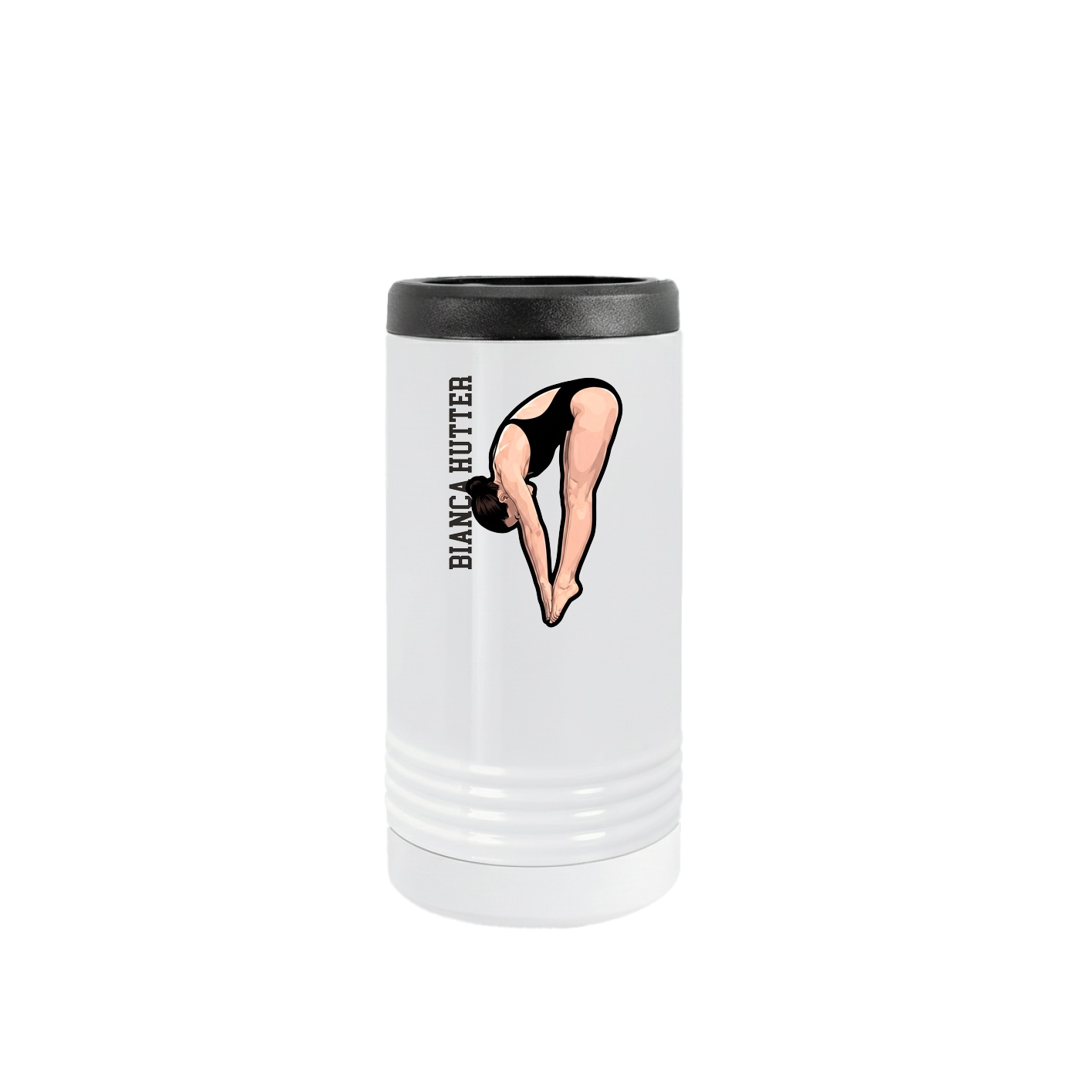 Slim Beverage Holder — Name Vertical in White