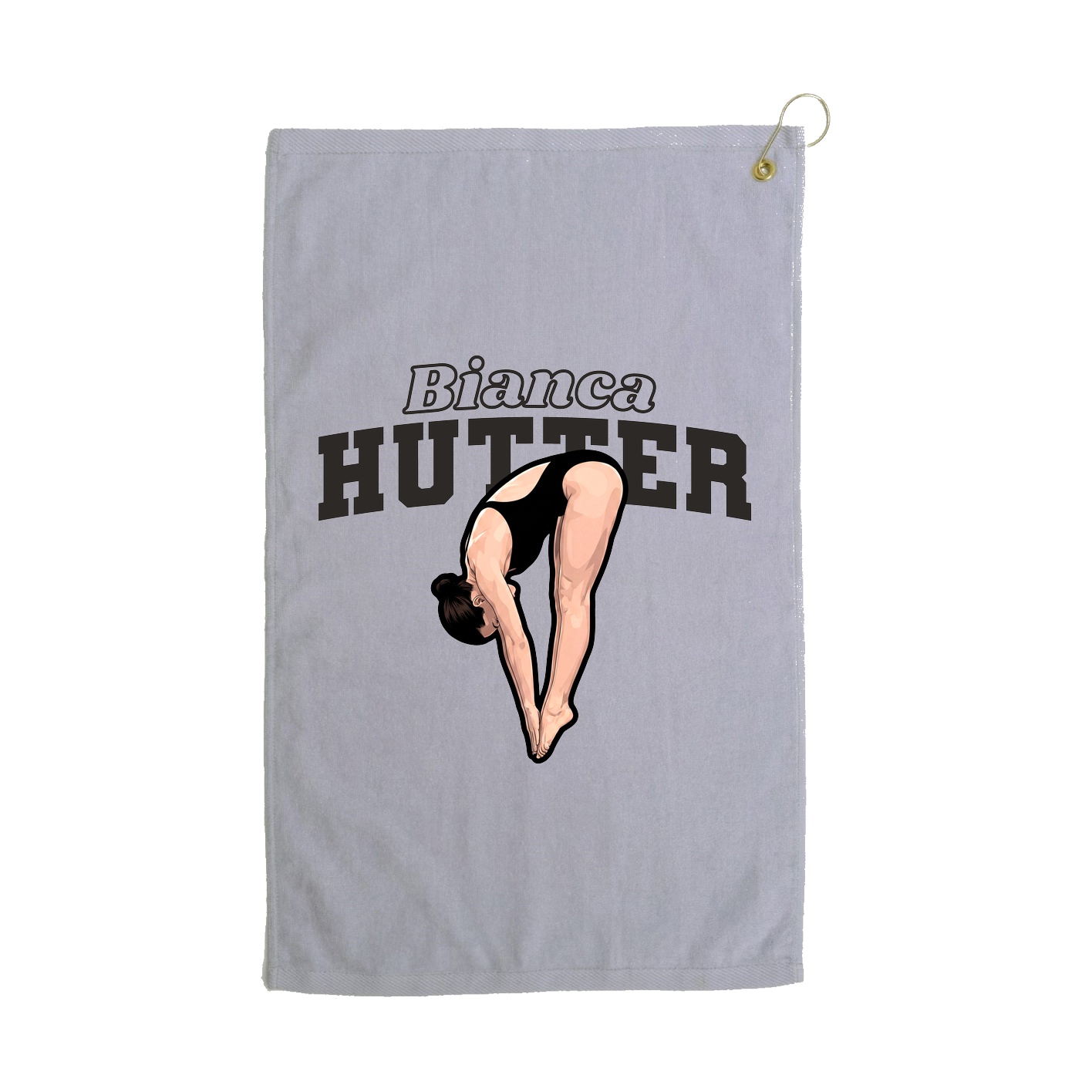 Golf Towel — Name Arch in Grey